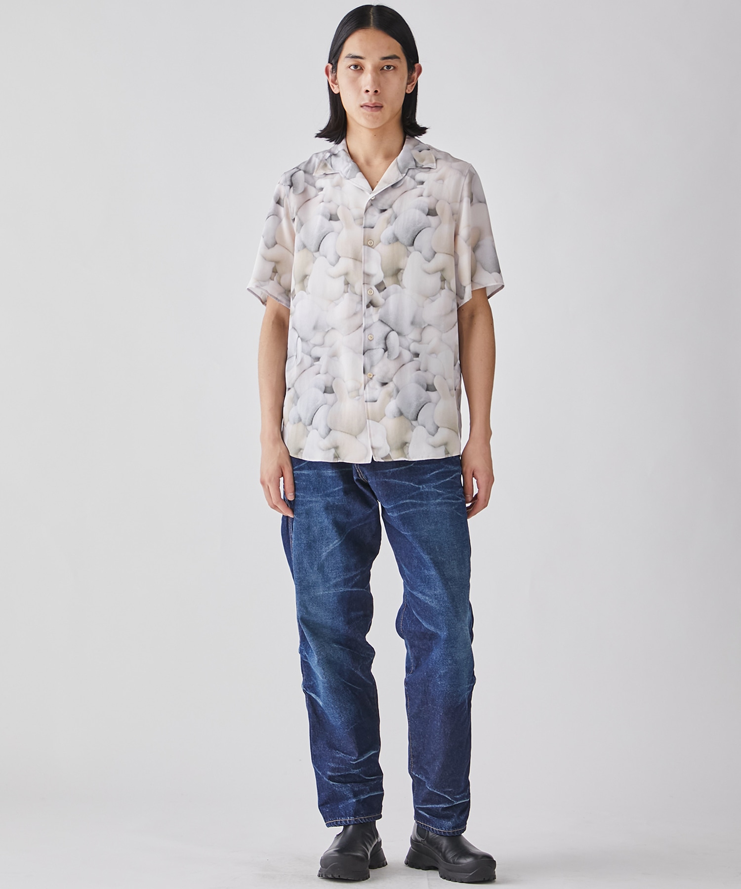 PRINT OPEN COLLAR SHIRT MASU