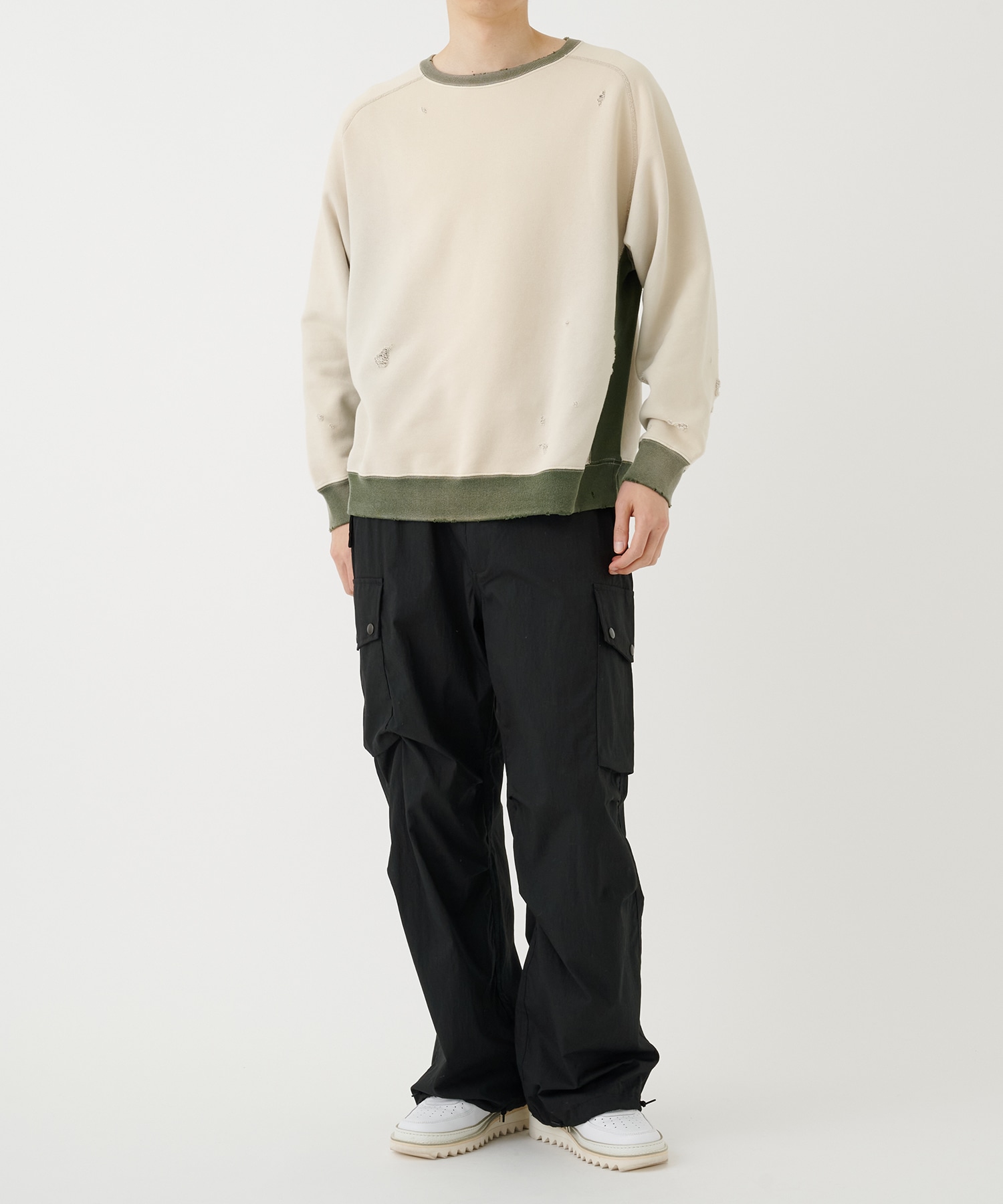 2-Tone Crew Neck Sweat Shirt - Cotton French Terry NEEDLES