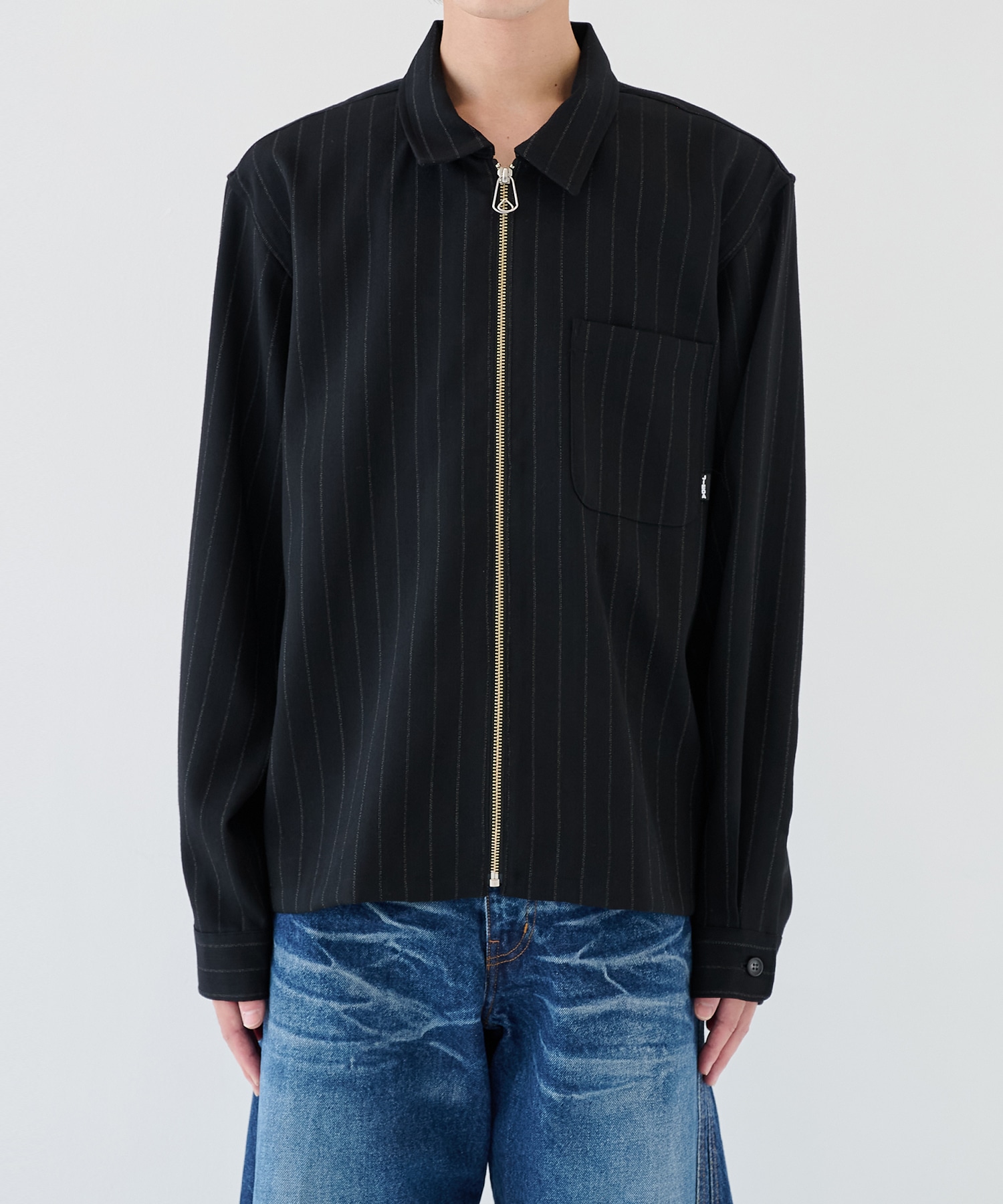 WOOL STRIPE ZIP SHIRT JieDa