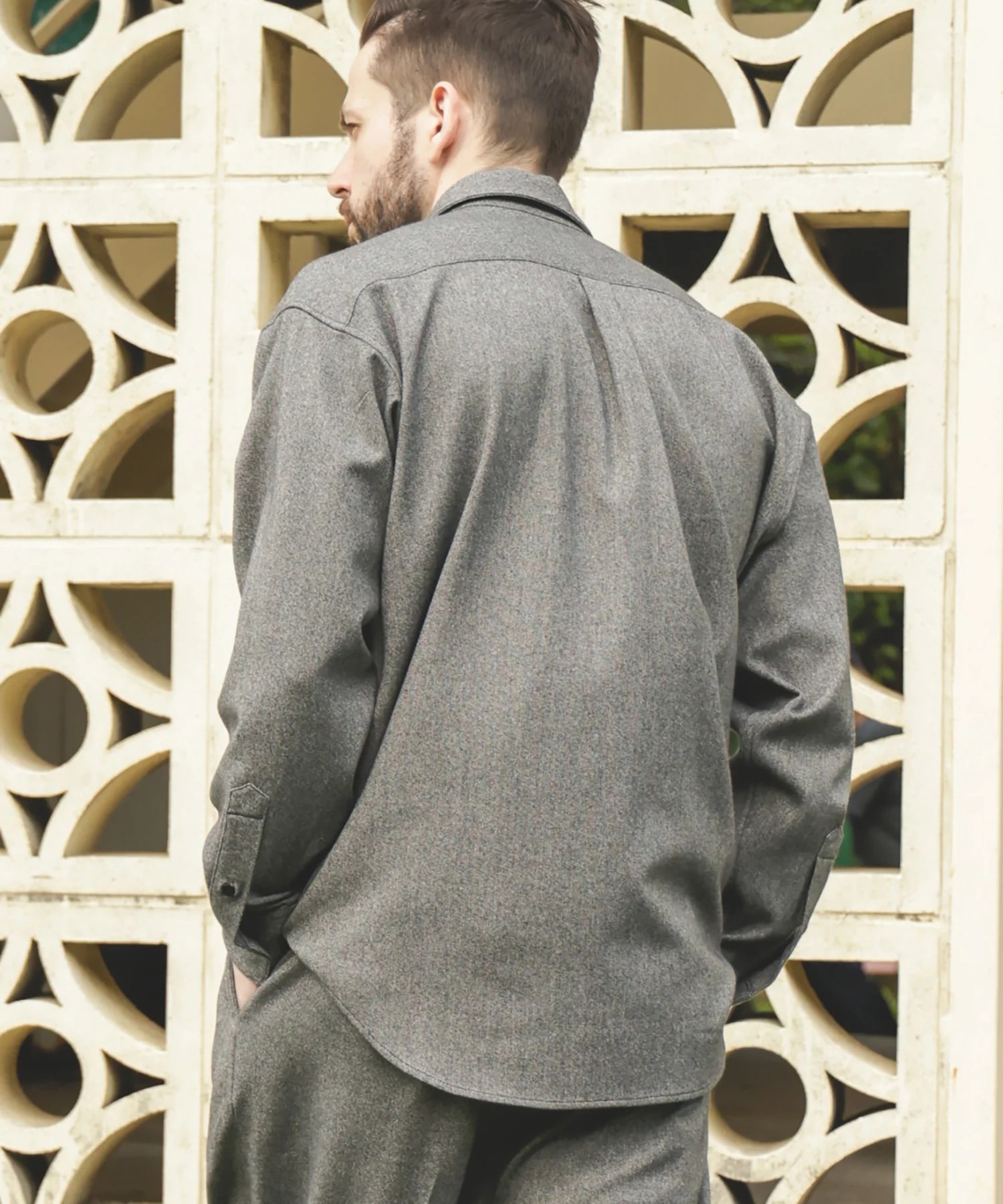 PEACHSKIN STRETCH GABARDINE /CPO SHIRT MR.OLIVE