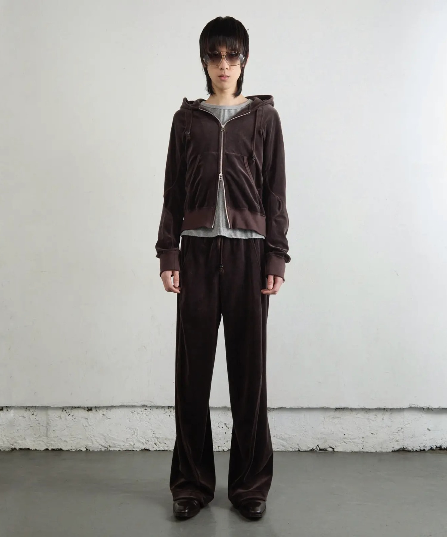VELOUR ZIP UP HOODIE NVRFRGT