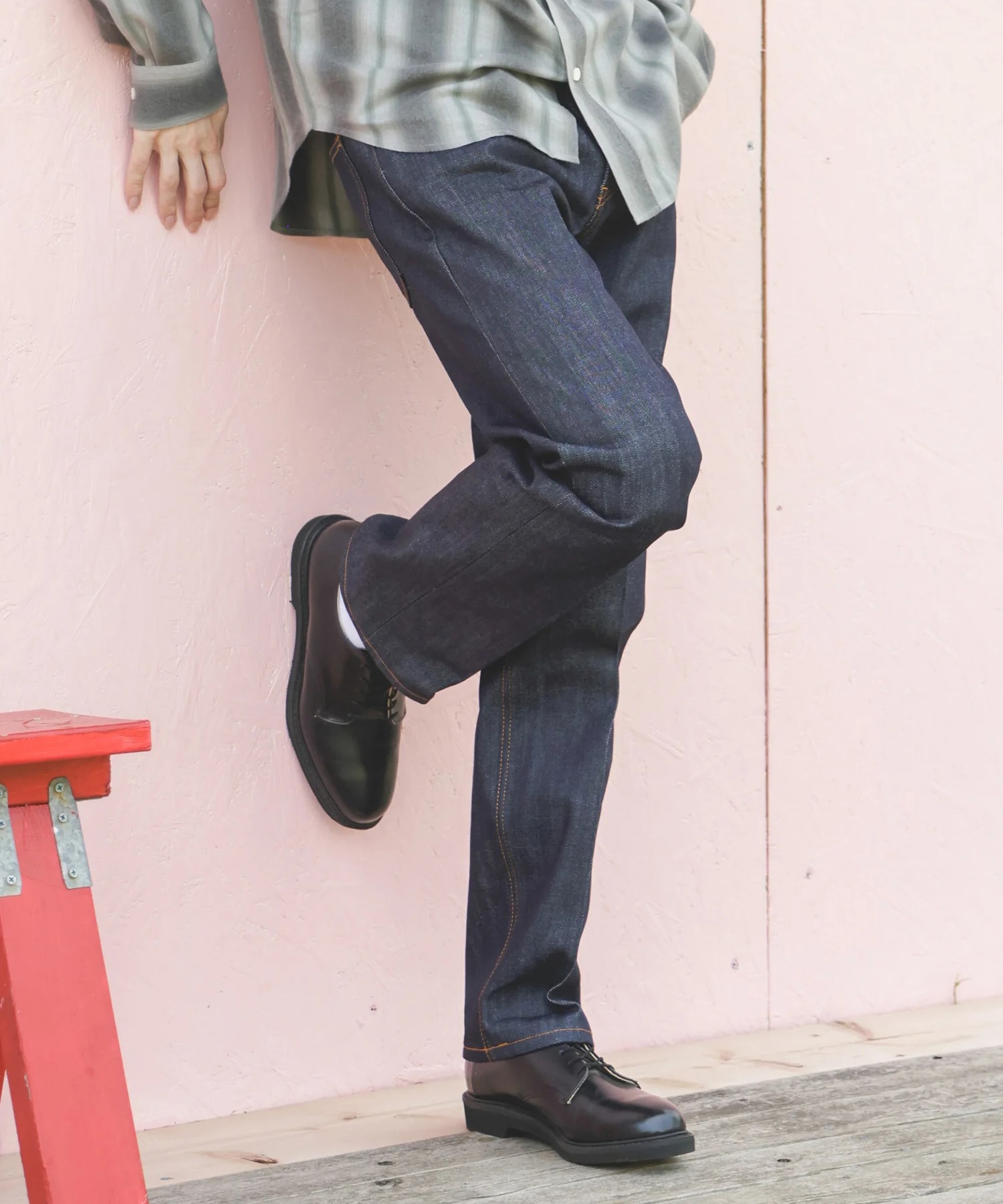 14oz SELVAGE DENIM /RIGID STANDARD STRAIGHT JEANS MR.OLIVE