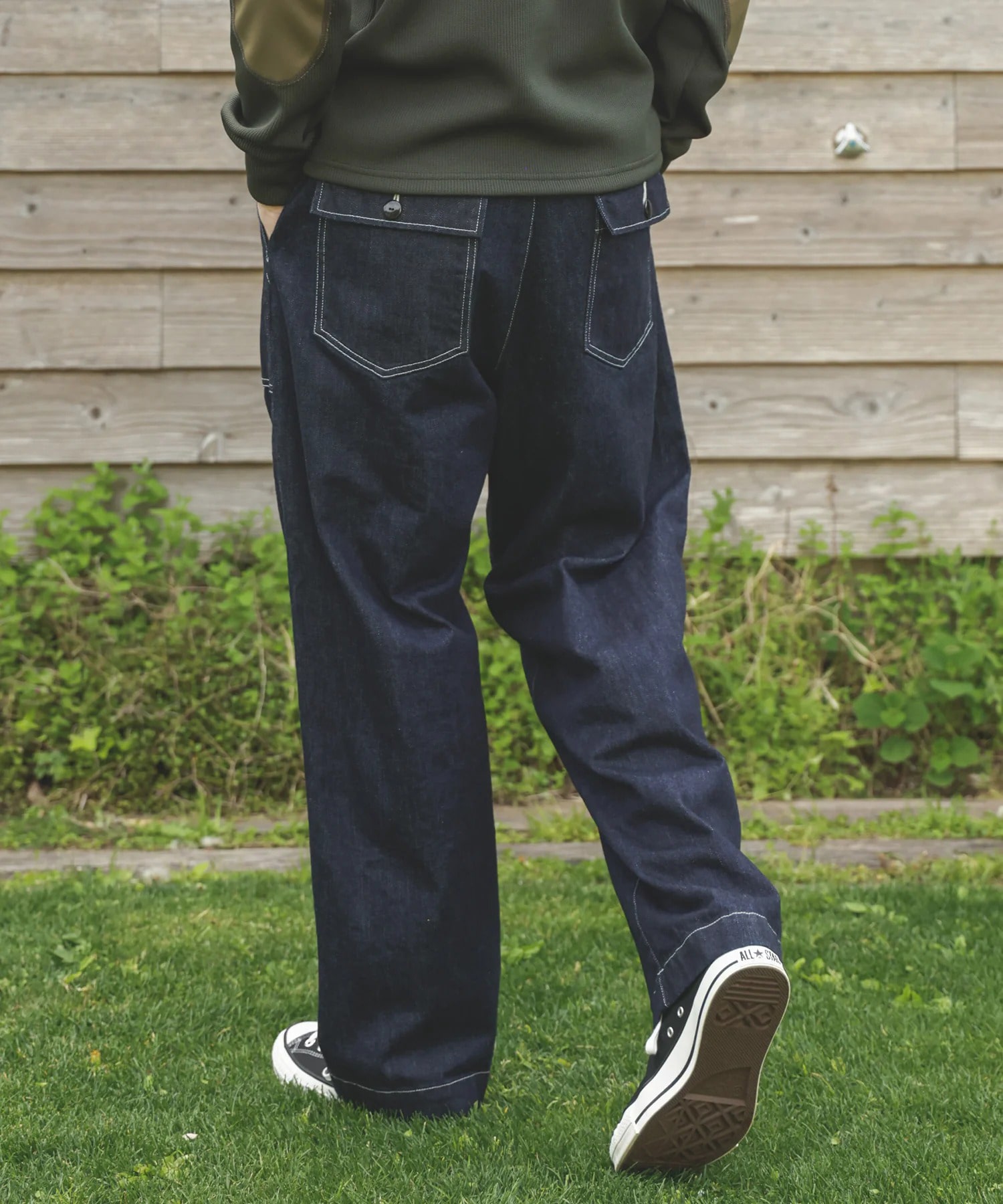 RINSE WASH 12oz CRUNCH DEINIM /UTILITY PANTS MR.OLIVE
