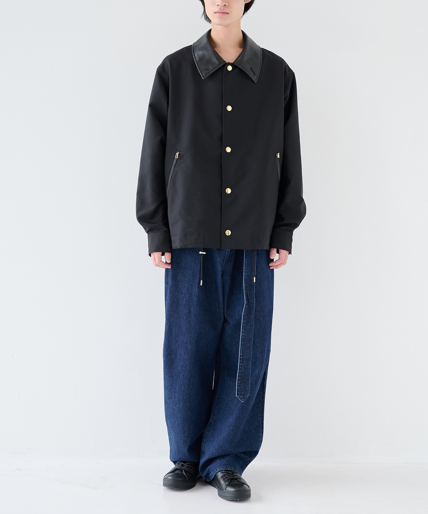 Chambray Gabardine Dot Button Coach Jacket CULLNI