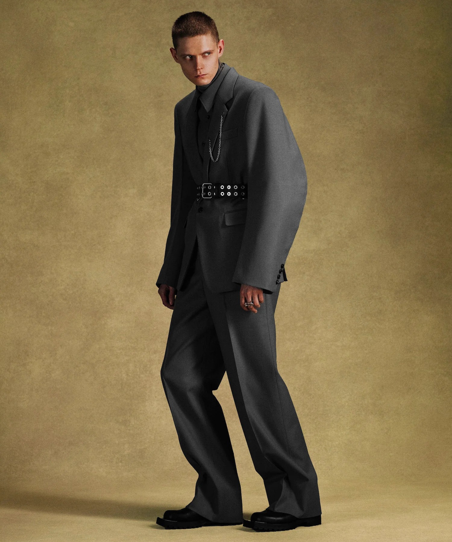 WOOL BARATHEA MASSIVE ROUNDED SLEEVE SINGLE BREASTED JACKET JOHN LAWRENCE SULLIVAN
