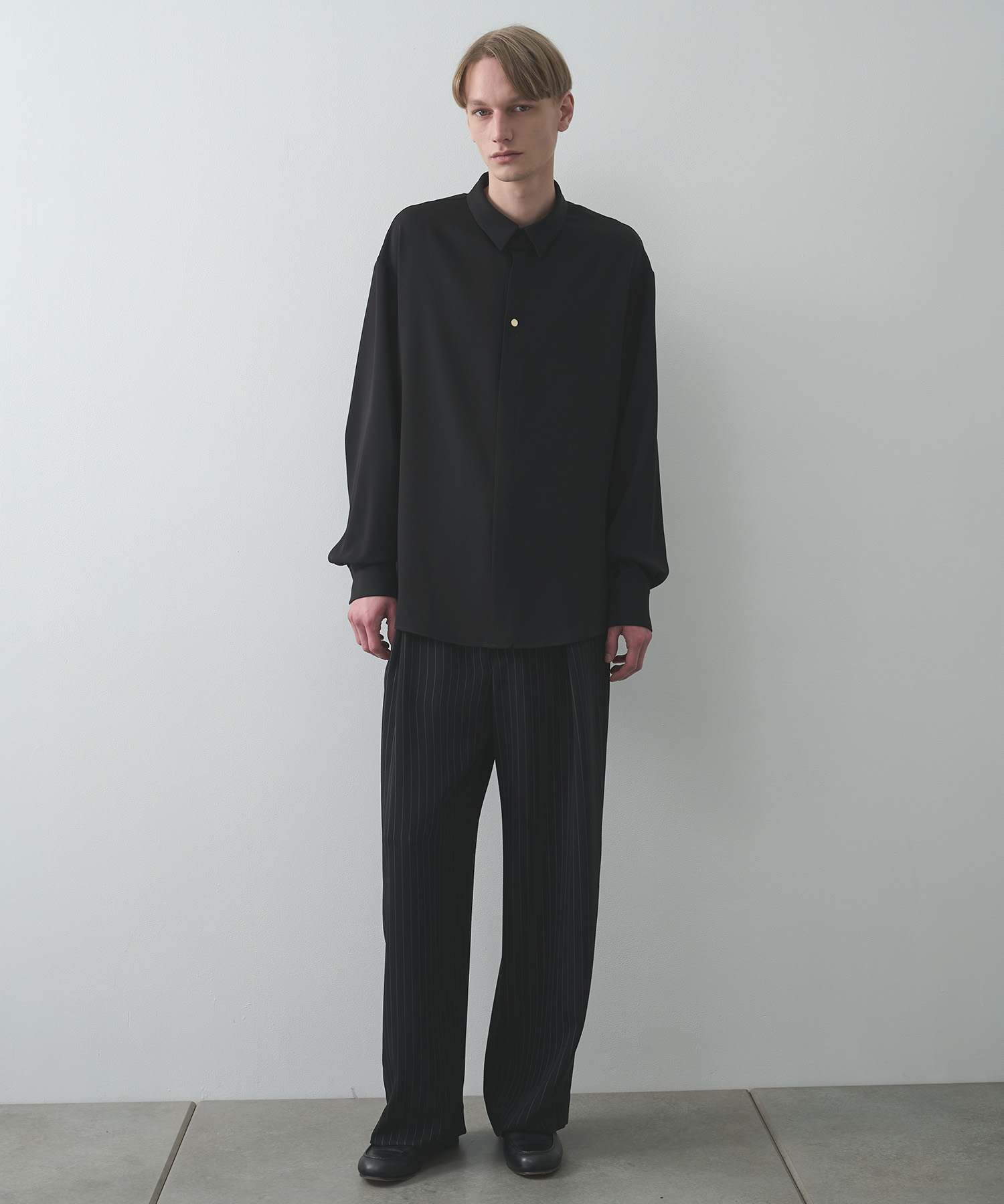 Stripe Double Cloth Tuck Wide Pant CULLNI
