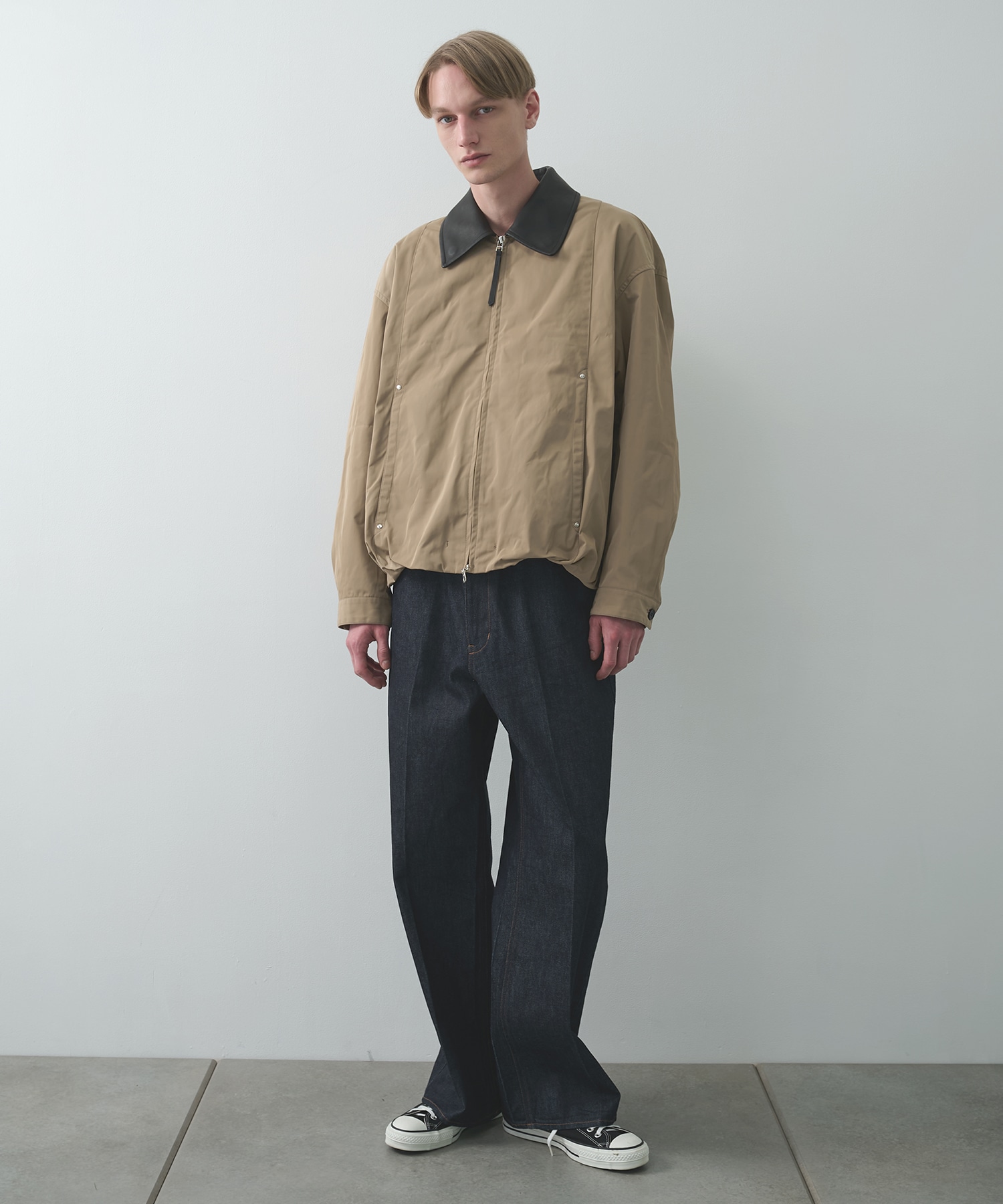 Leather collar Balloon Blouson STUDIOUS