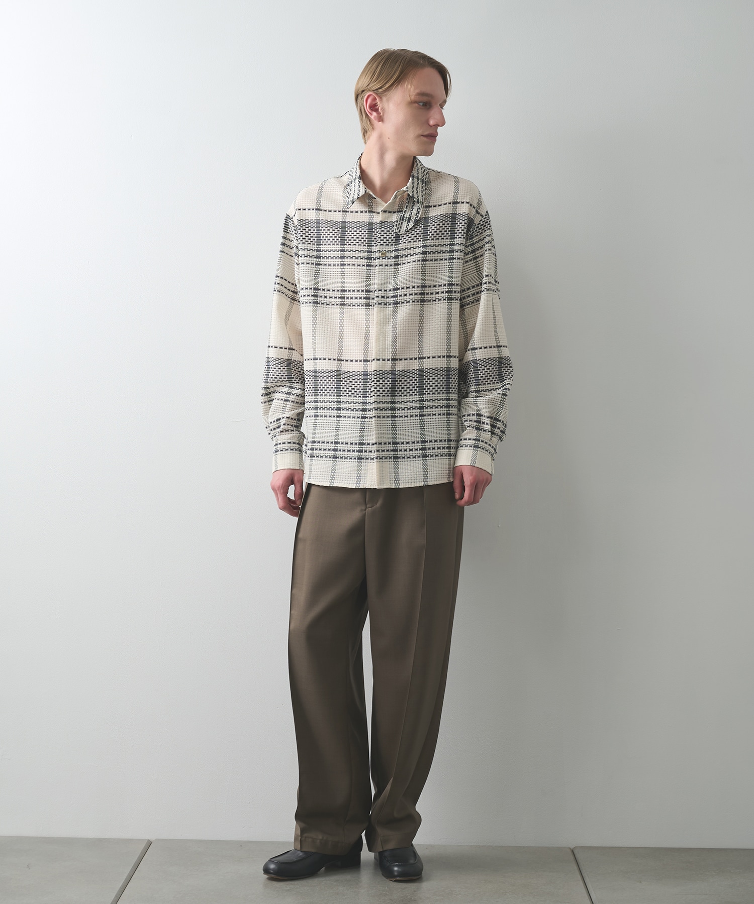 Sheer Tile Check Chin Tab Shirt CULLNI