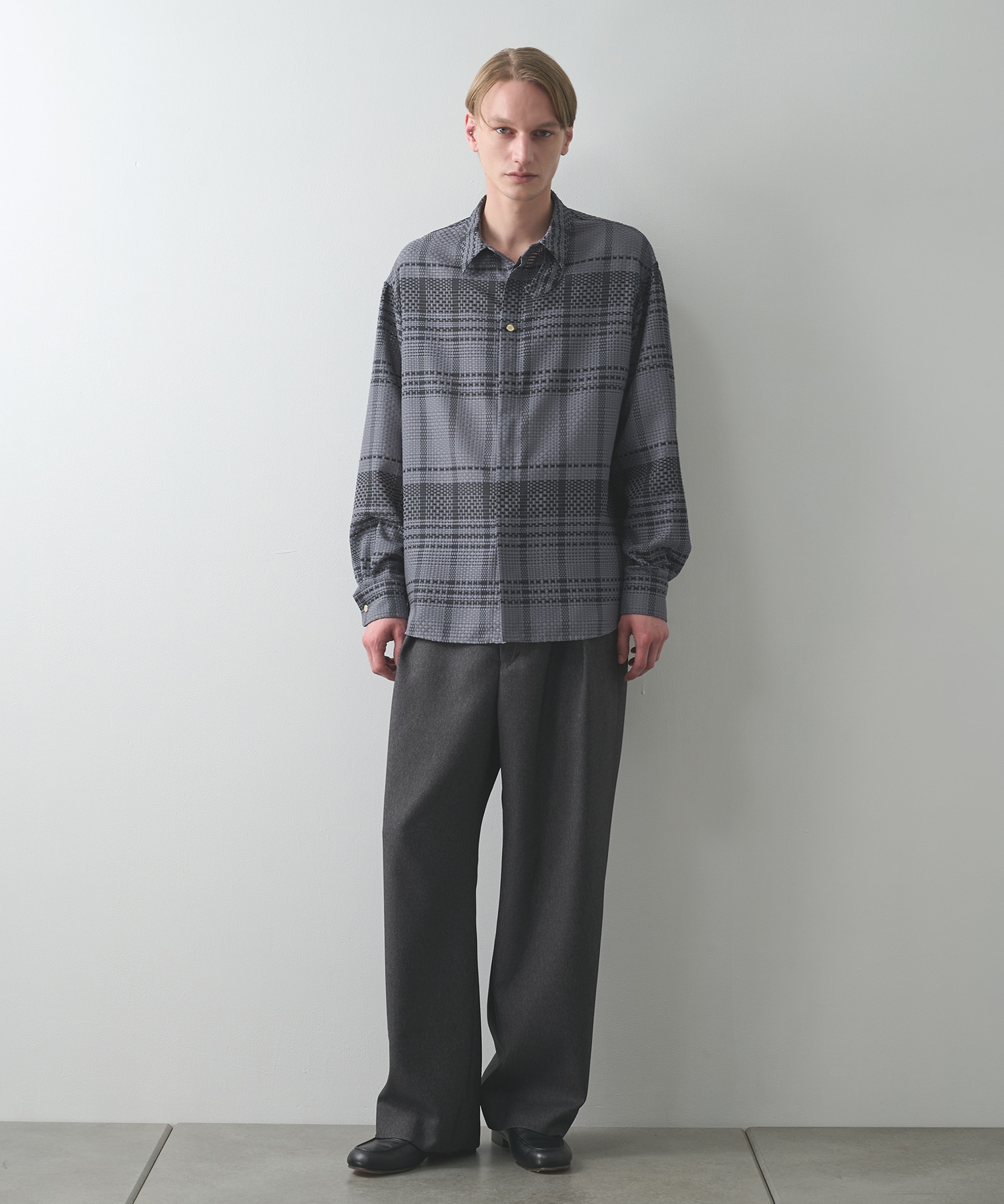 Sheer Tile Check Chin Tab Shirt CULLNI