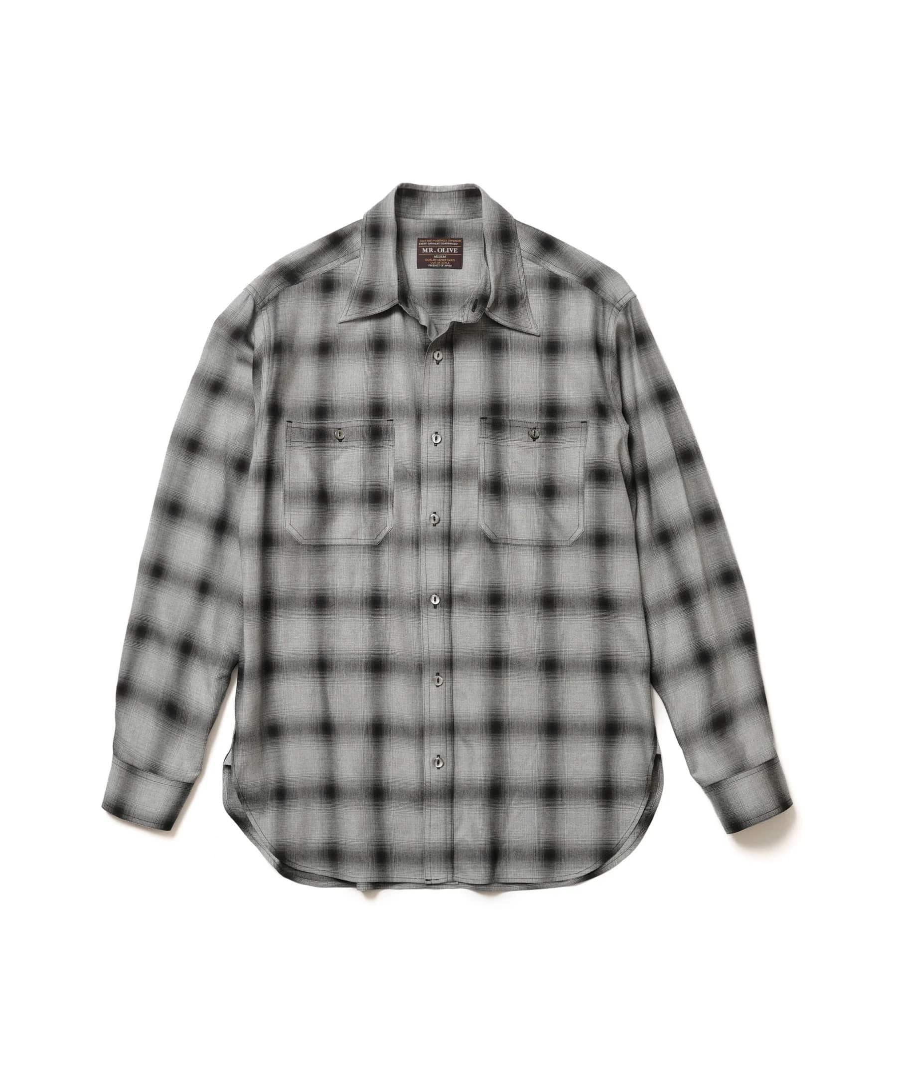 RAYON OMBRE CHECK /WORK SHIRT MR.OLIVE