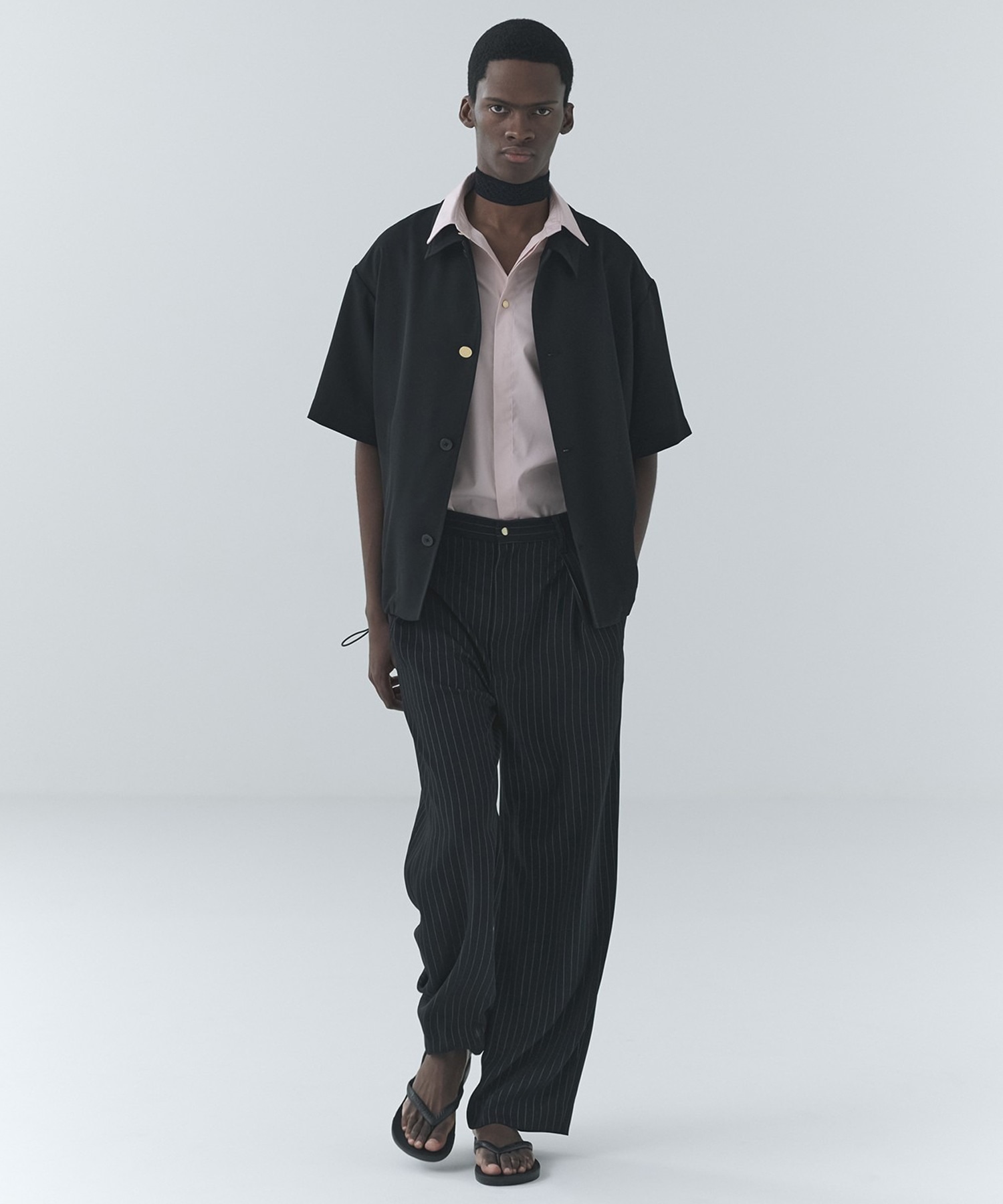 Dry Stretch Cloth Drawstring Short Sleeve Shirt CULLNI