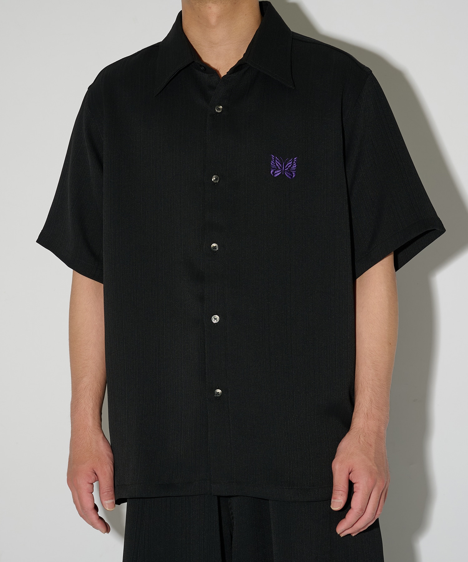 別注 Papillon Emb. S/S Shirt - Art Pique Pleats NEEDLES