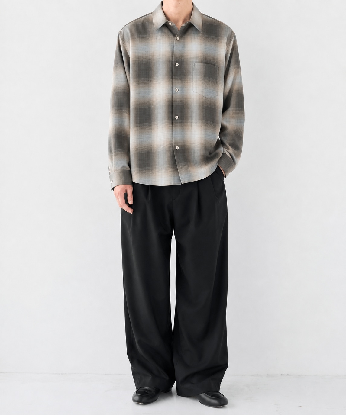 Fine Wool Smooth Check Shirts STUDIOUS