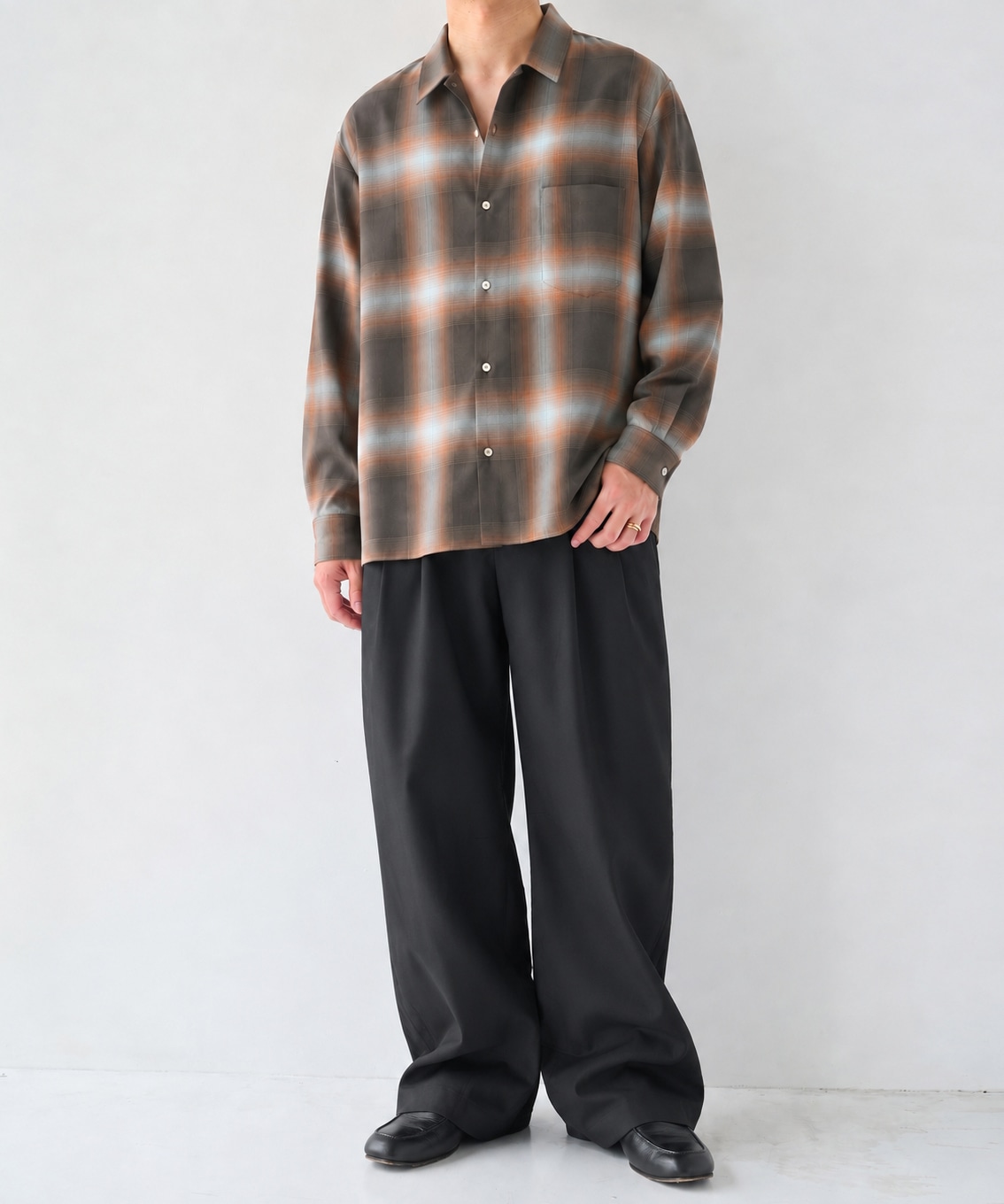 Fine Wool Smooth Check Shirts STUDIOUS