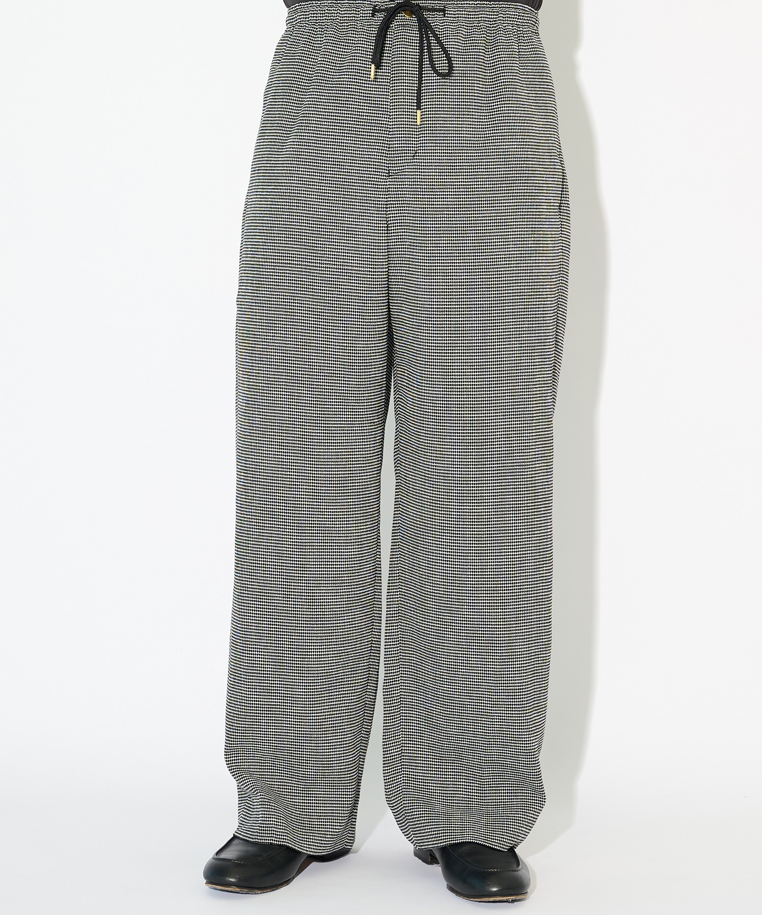 Mix Yarn Mesh Drawstring Wide Pants CULLNI