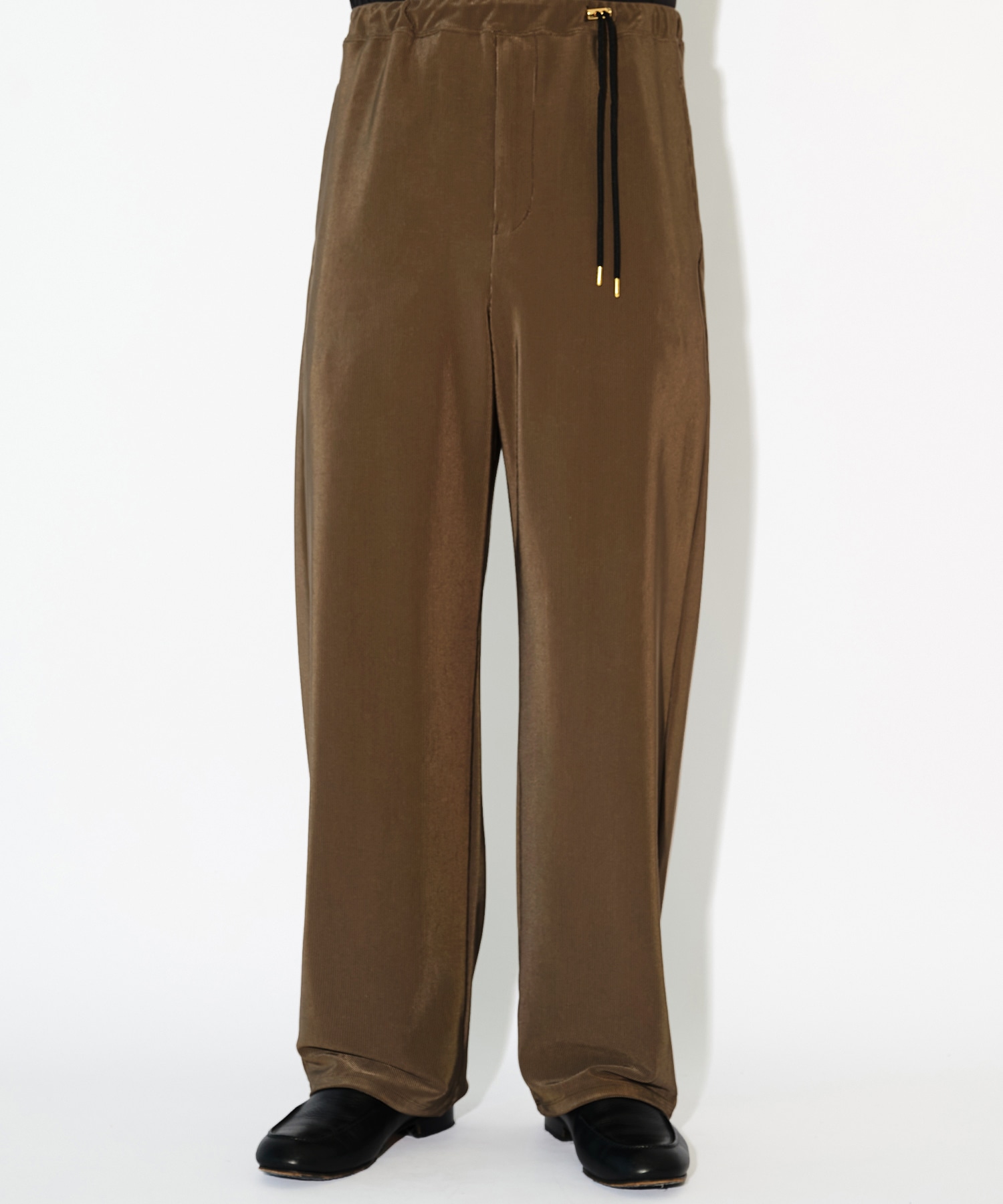 Stretch Fiber Cord Pique Drawstring Wide Pants CULLNI