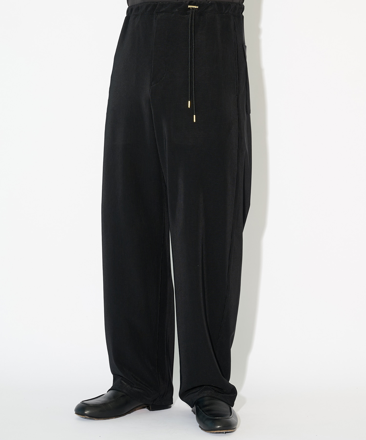 Stretch Fiber Cord Pique Drawstring Wide Pants CULLNI