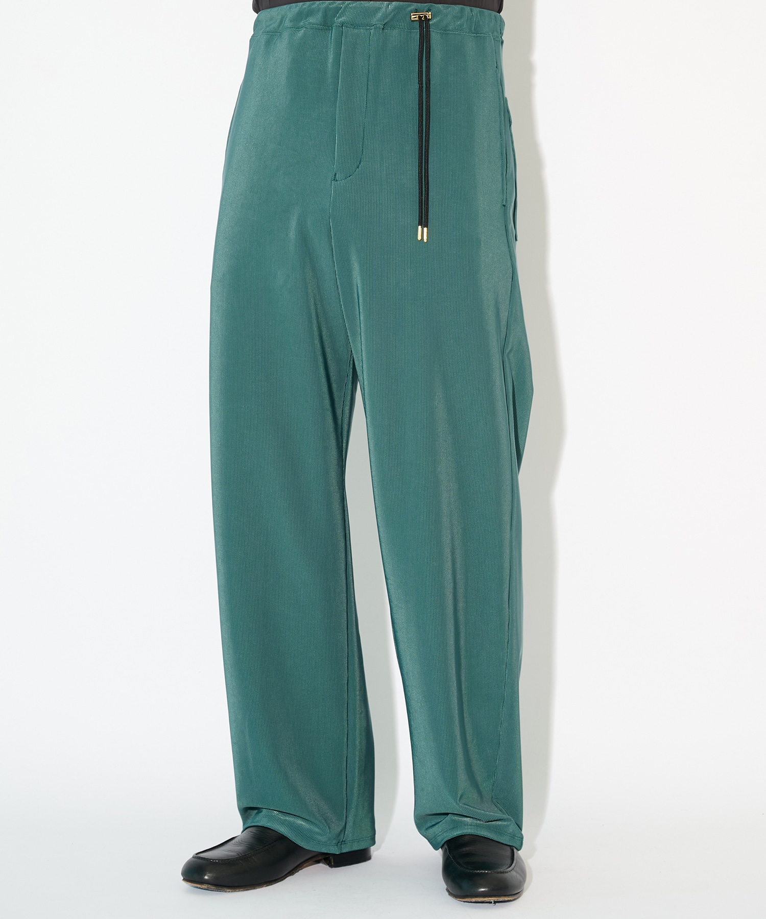 Stretch Fiber Cord Pique Drawstring Wide Pants CULLNI