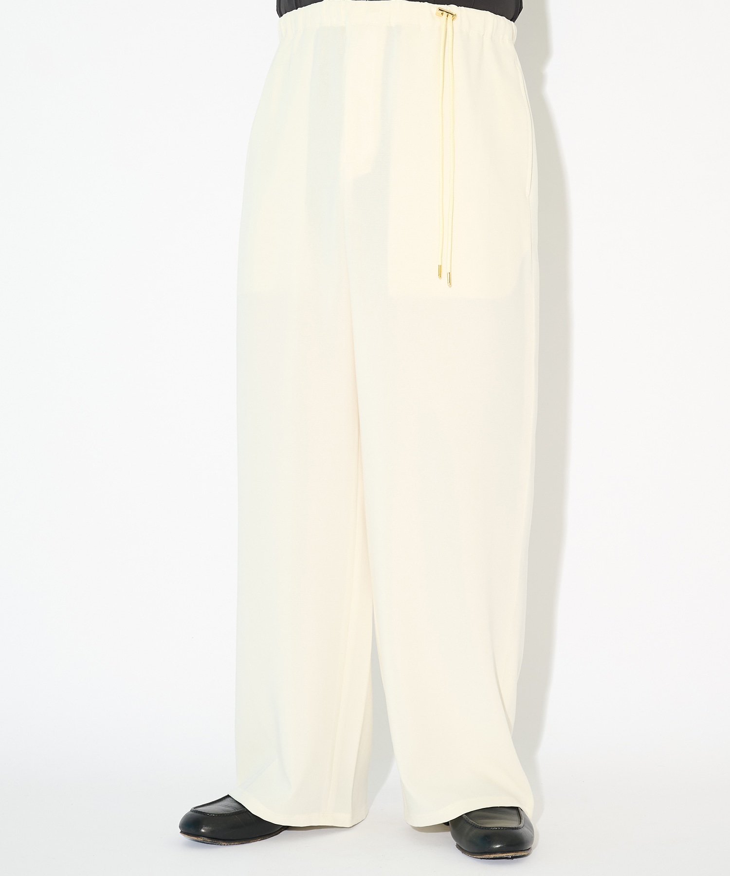 Triacetate Airy Cloth Drawstring Wide Pants CULLNI