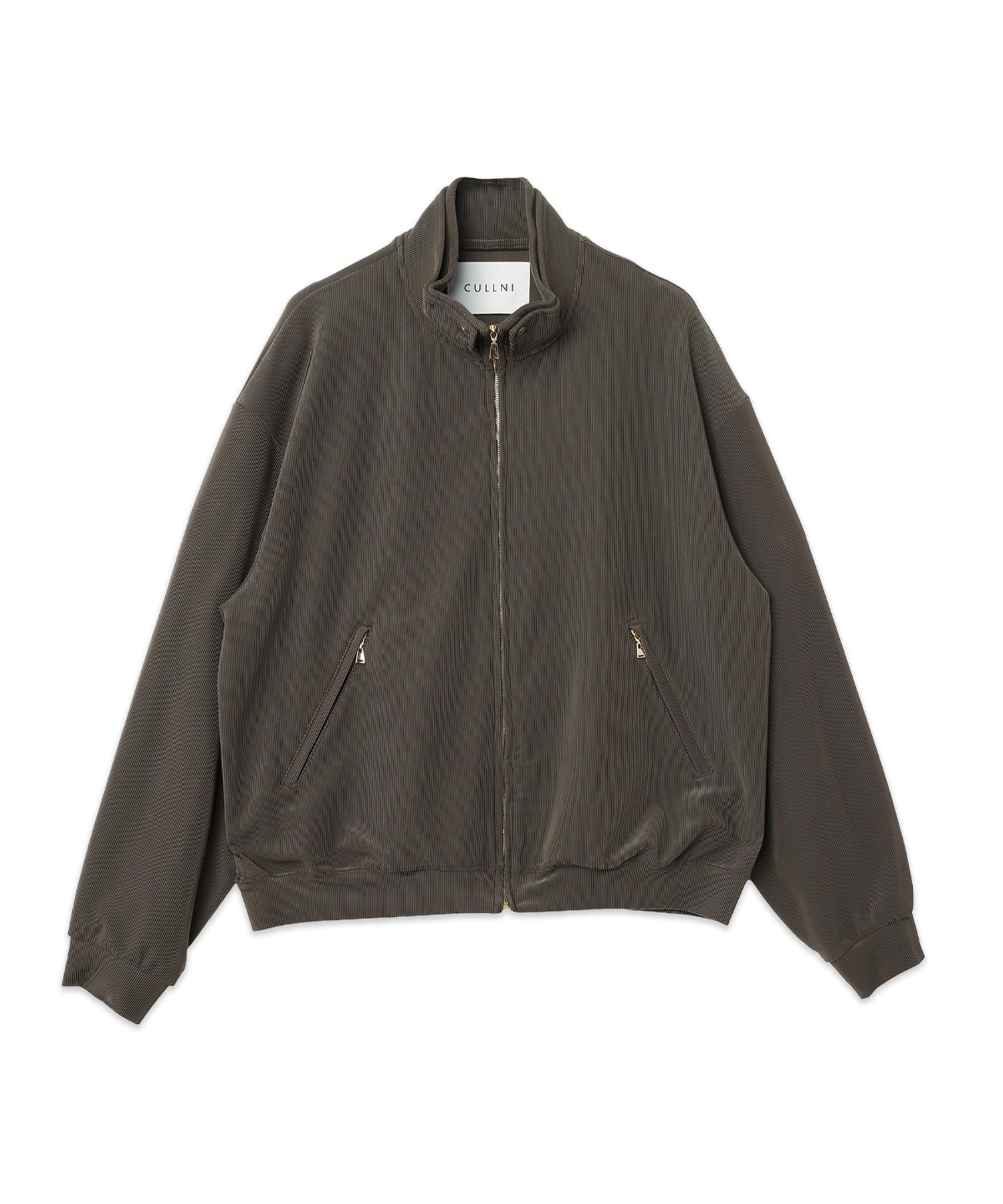 Stretch Fiber Cord Pique Layered Collar Zip Up Blouson CULLNI