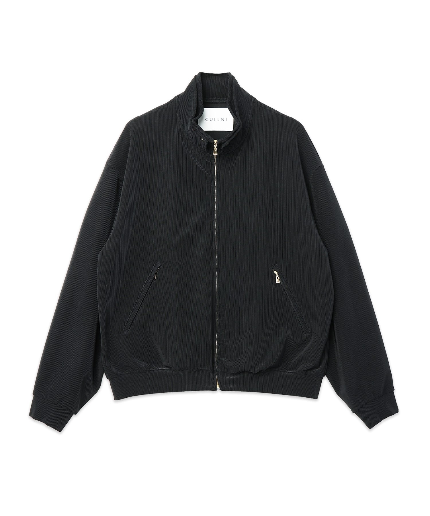Stretch Fiber Cord Pique Layered Collar Zip Up Blouson CULLNI