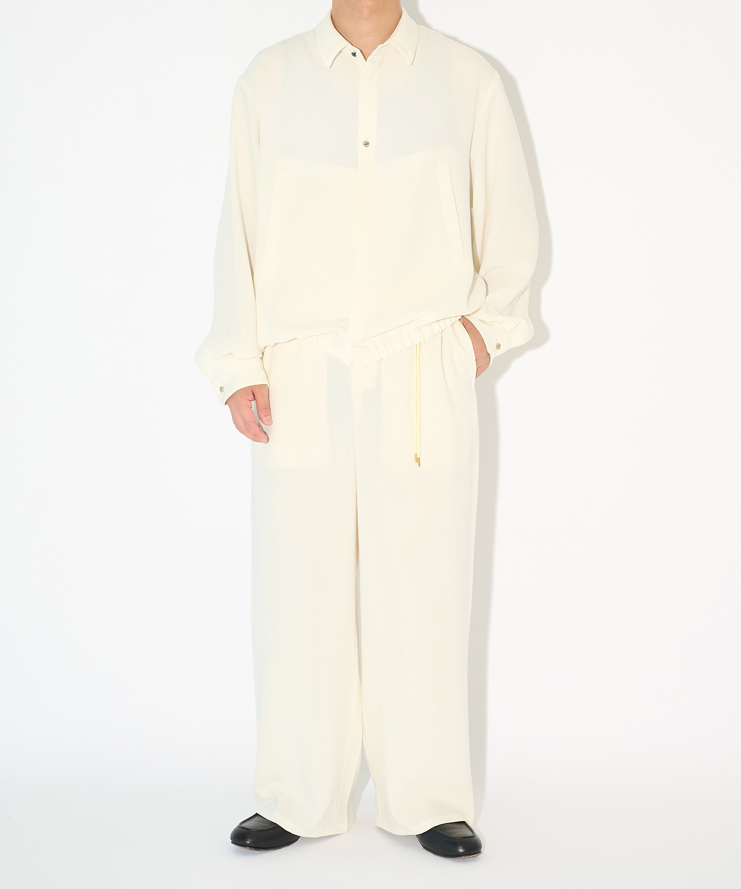 Triacetate Airy Cloth Long Sleeve Shirt Blouson CULLNI