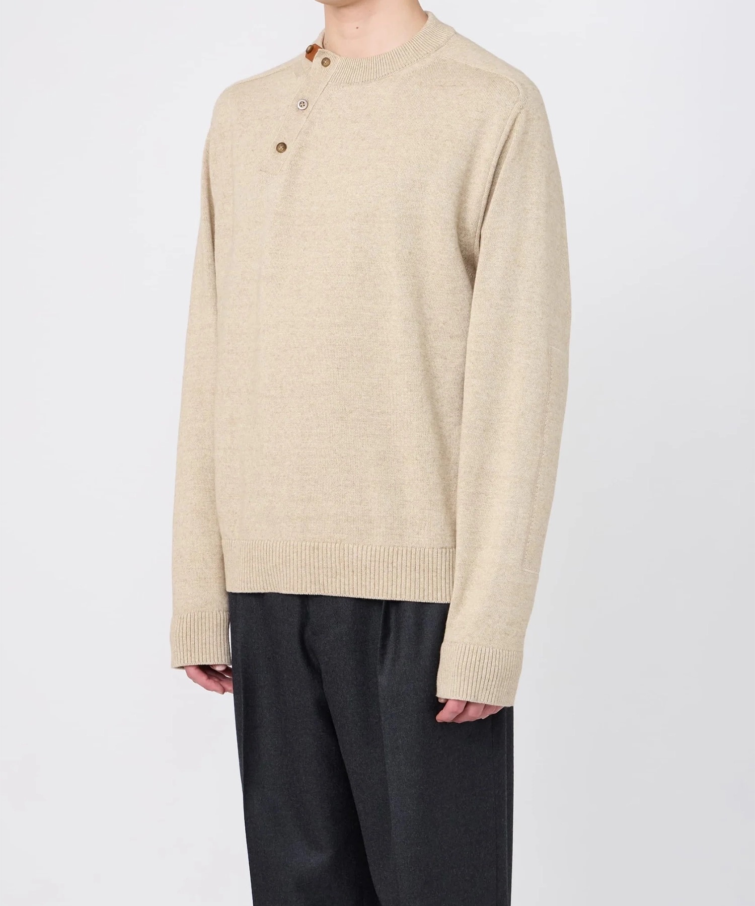 LEATHER TAB KNIT PULLOVER IRENISA
