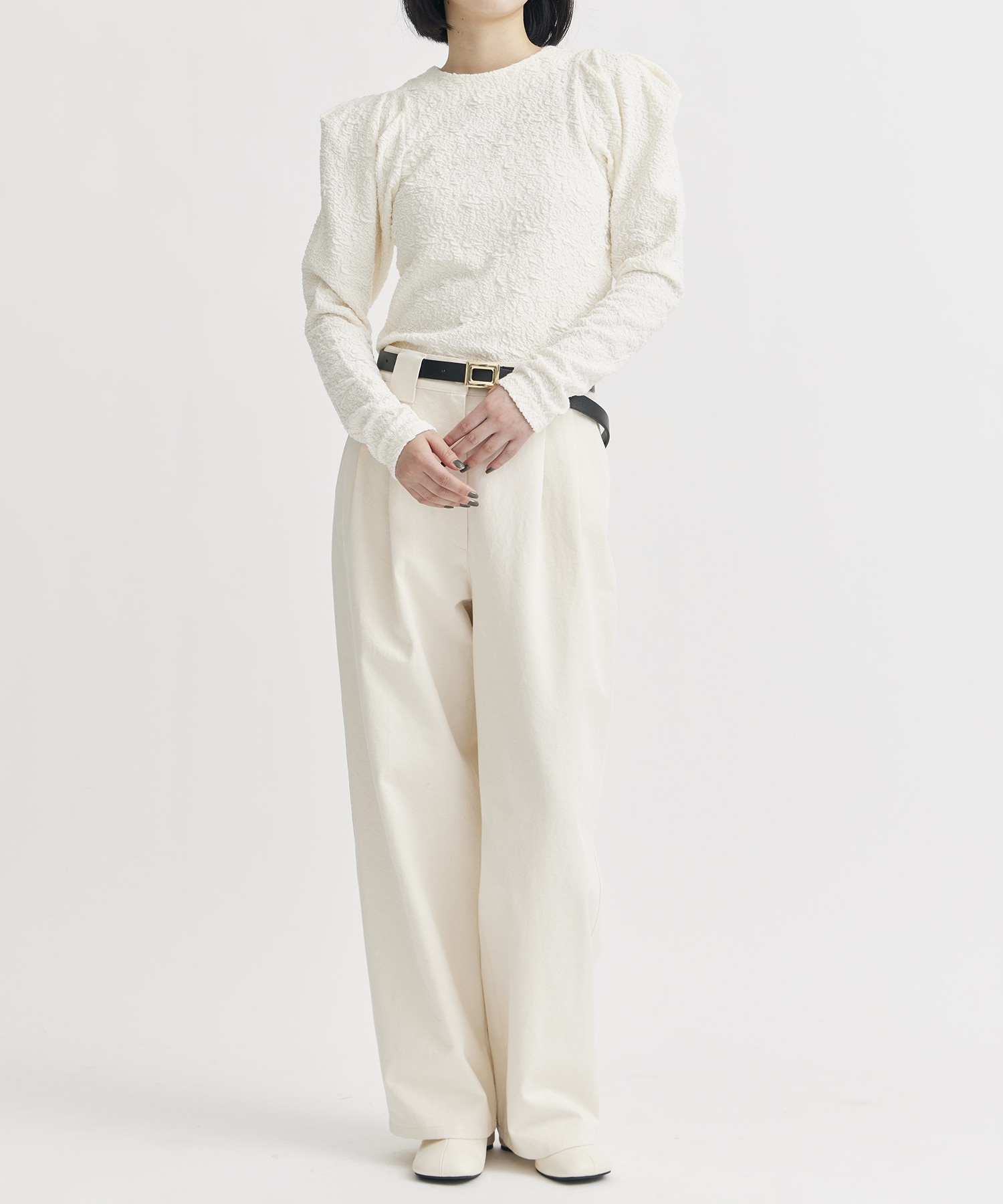 Mutton Sleeve Stretch Lace Top STUDIOUS