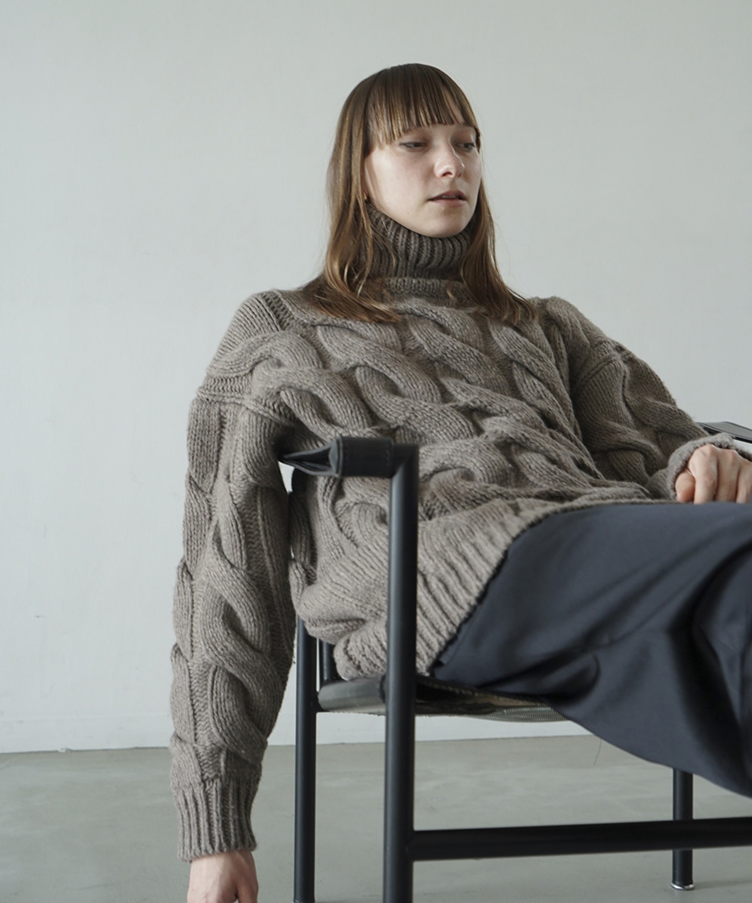 BIG CABLE OVER HAND KNIT TOPS CLANE
