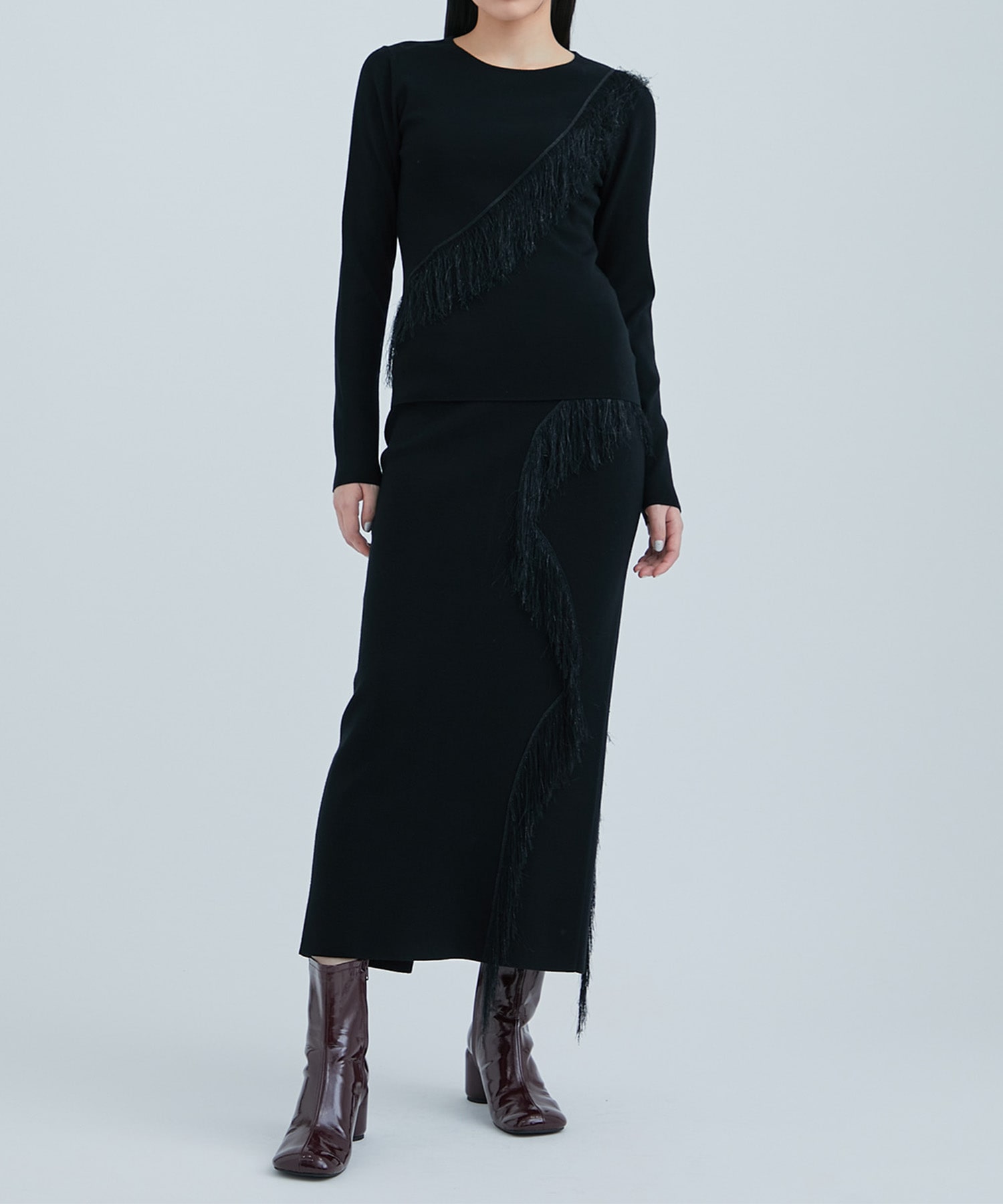 Fringe Detail Knit Skirt STUDIOUS