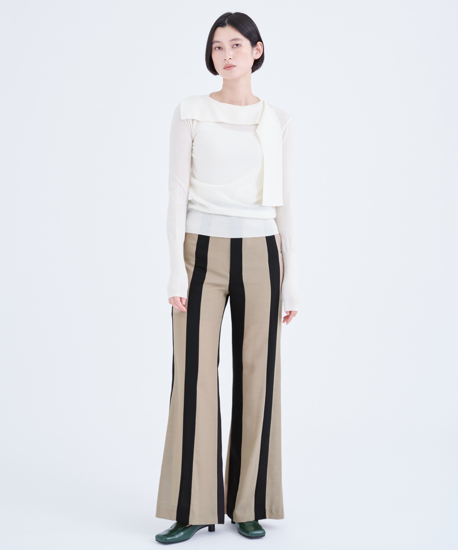別注Emma wrap collar knit pullover BL AKIRANAKA