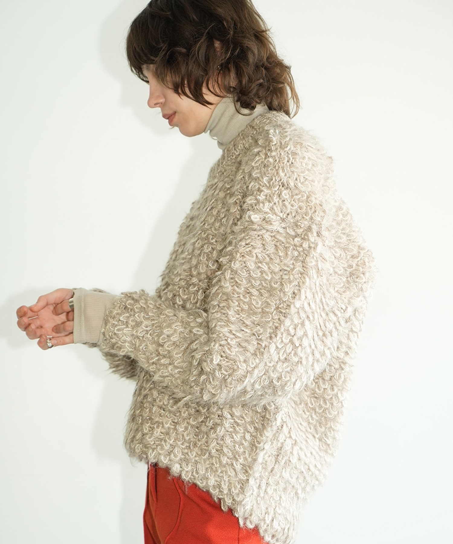 MIX LOOP MOHAIR KNIT TOPS CLANE