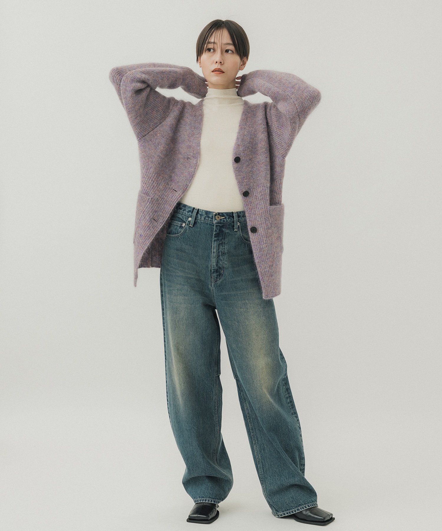 別注GRADIATION MOHAIR CARDIGAN WRAPINKNOT