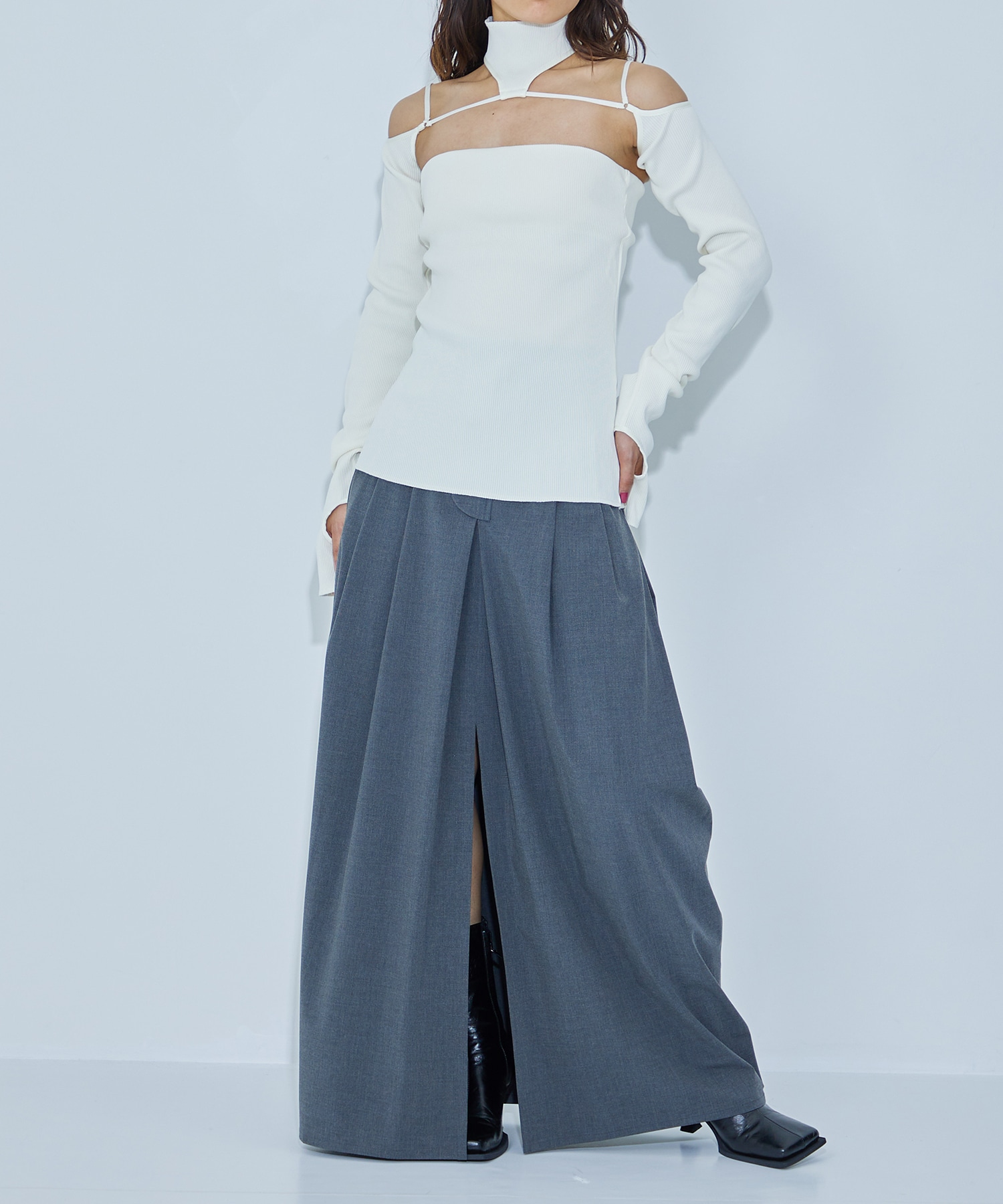 Rib high neck sleeve MUKASA