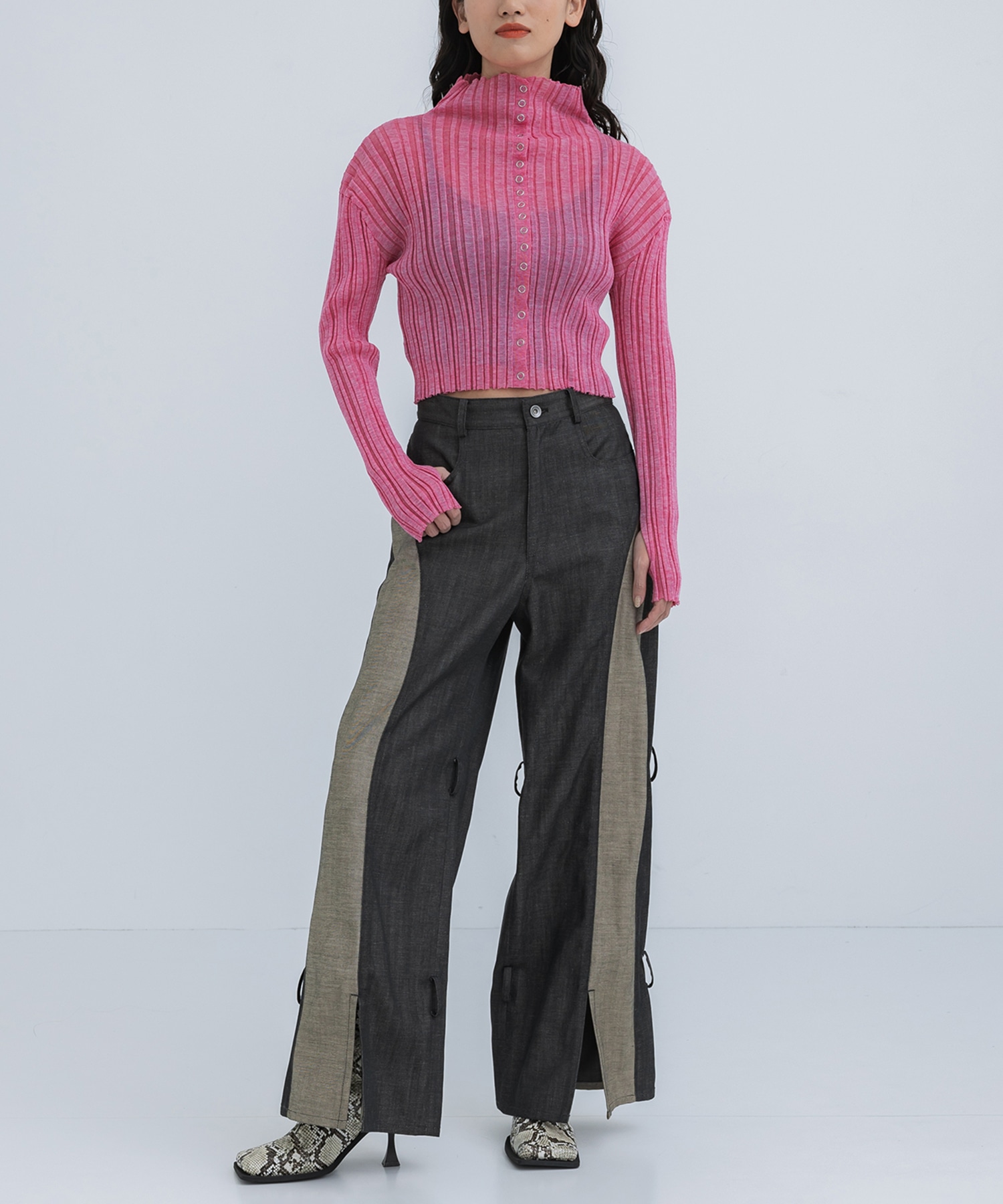 Sheer Rib Knit Cardigan STUDIOUS