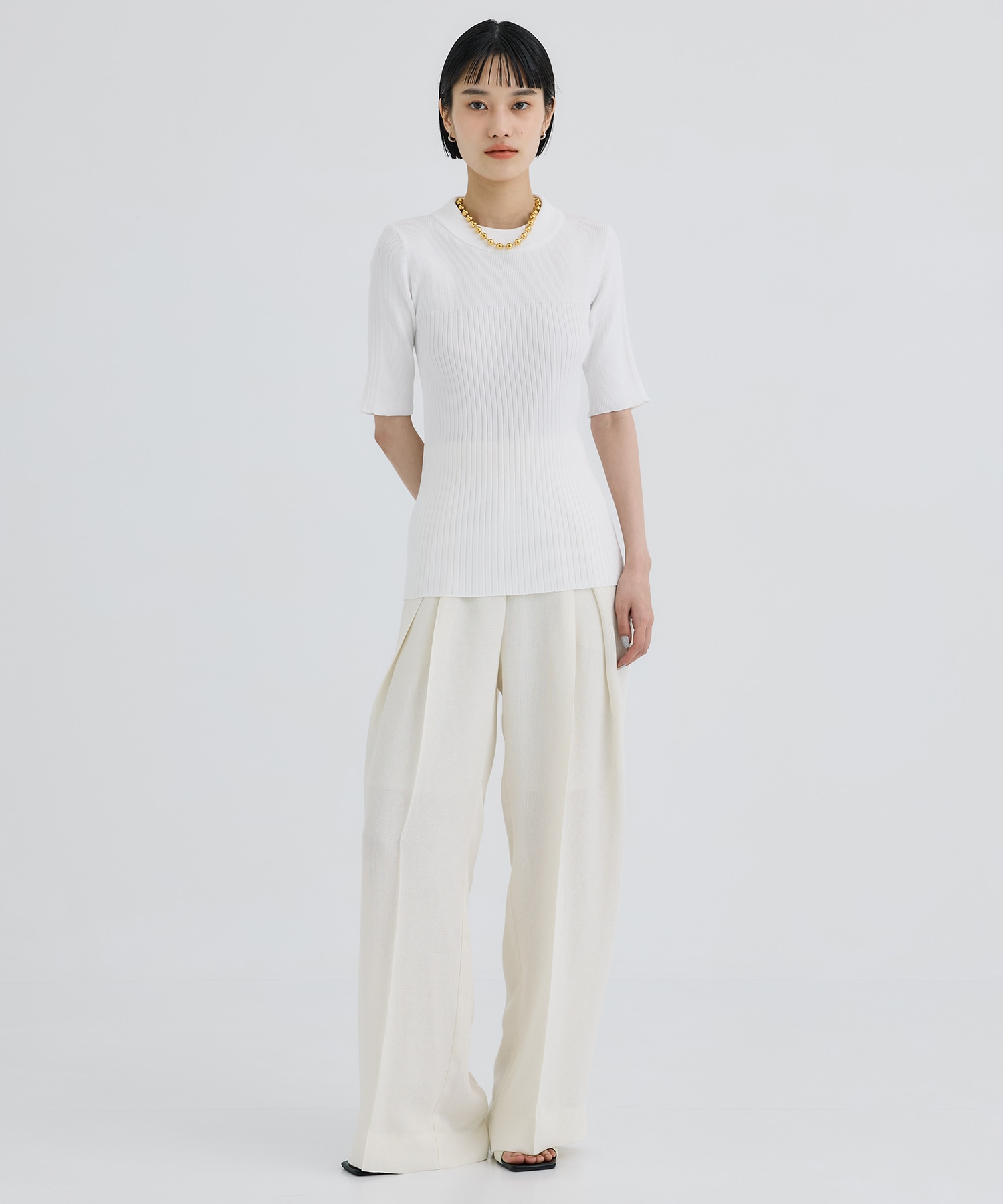 別注HALF SLEEVE RIB TOP WRAPINKNOT