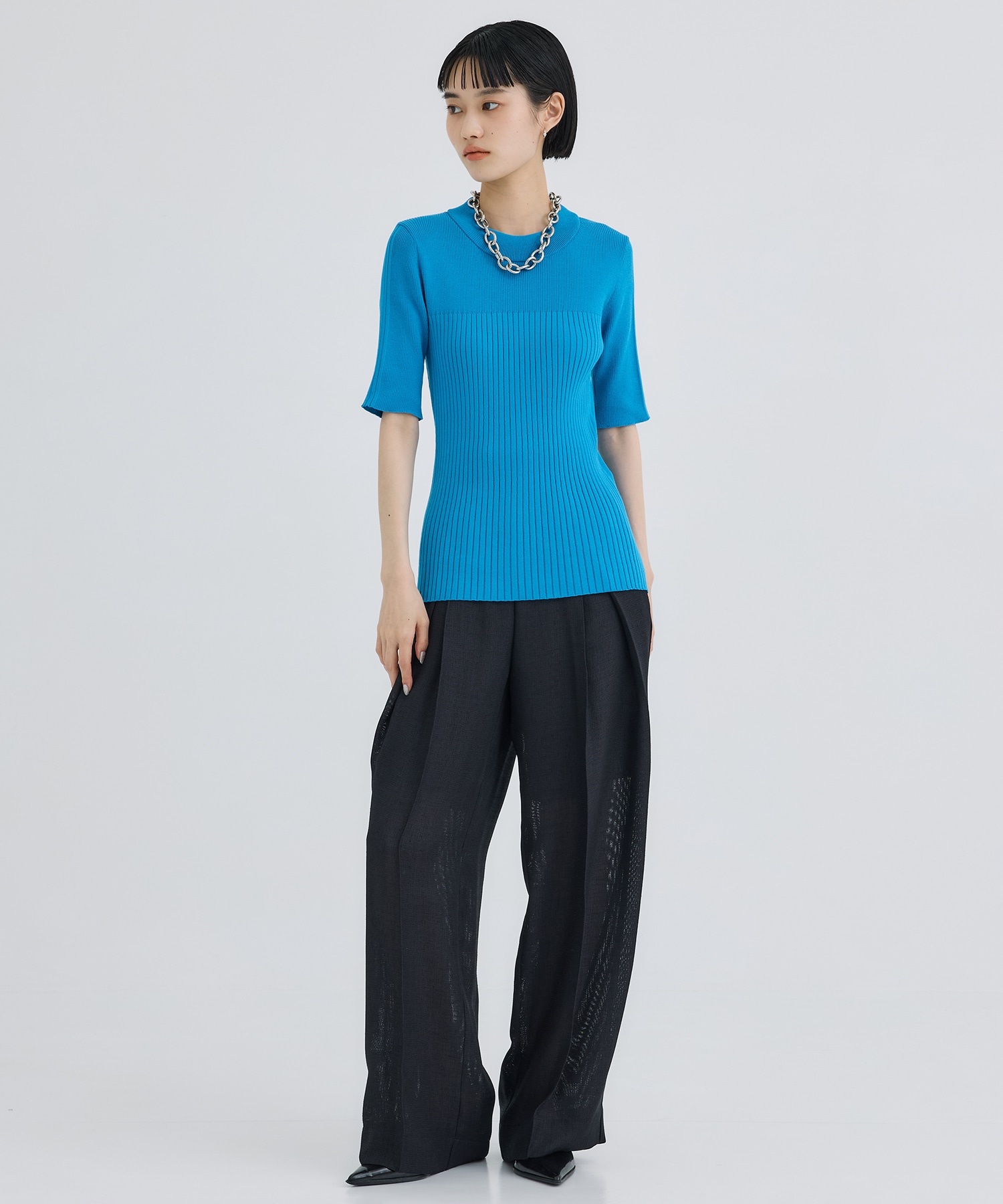 別注HALF SLEEVE RIB TOP WRAPINKNOT