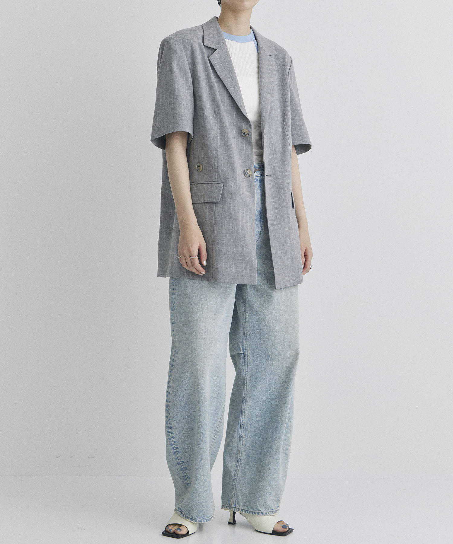 Pinstripe Half Sleeve Jacket STUDIOUS