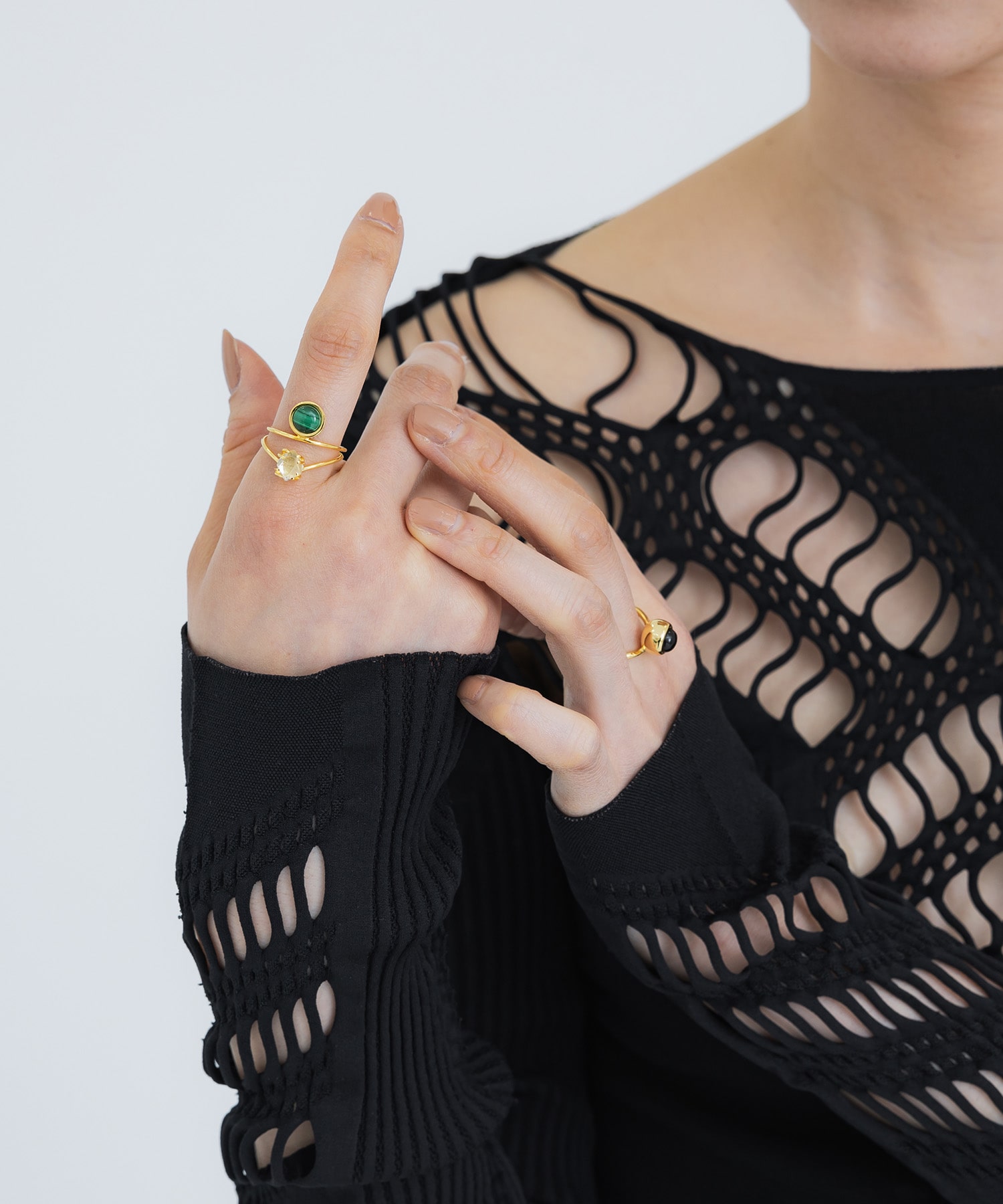 Harkimer quarts double ring ±BALANCE