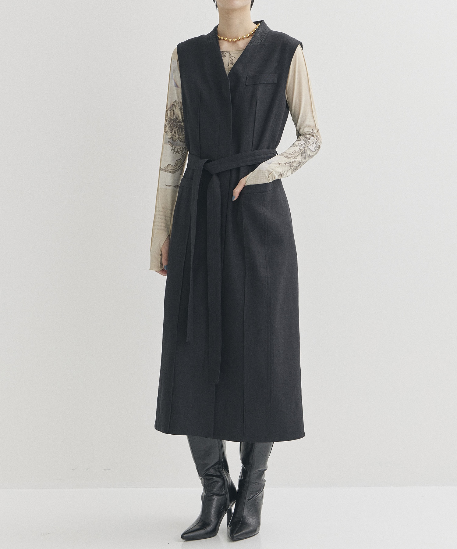 Tailored Linen Gilet Dress STUDIOUS