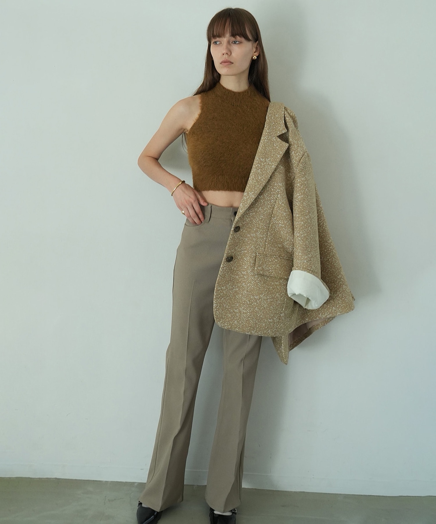 SHAGGY AMERICAN SLEEVE KNIT TOPS CLANE