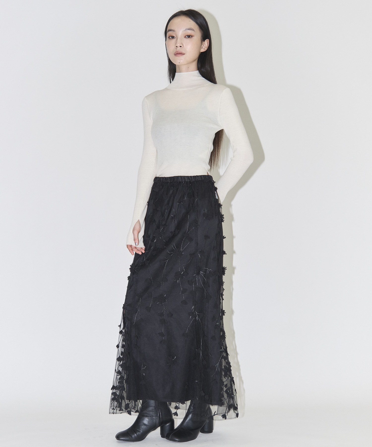 別注3D FLOWER LAYERED SKIRT AMERI