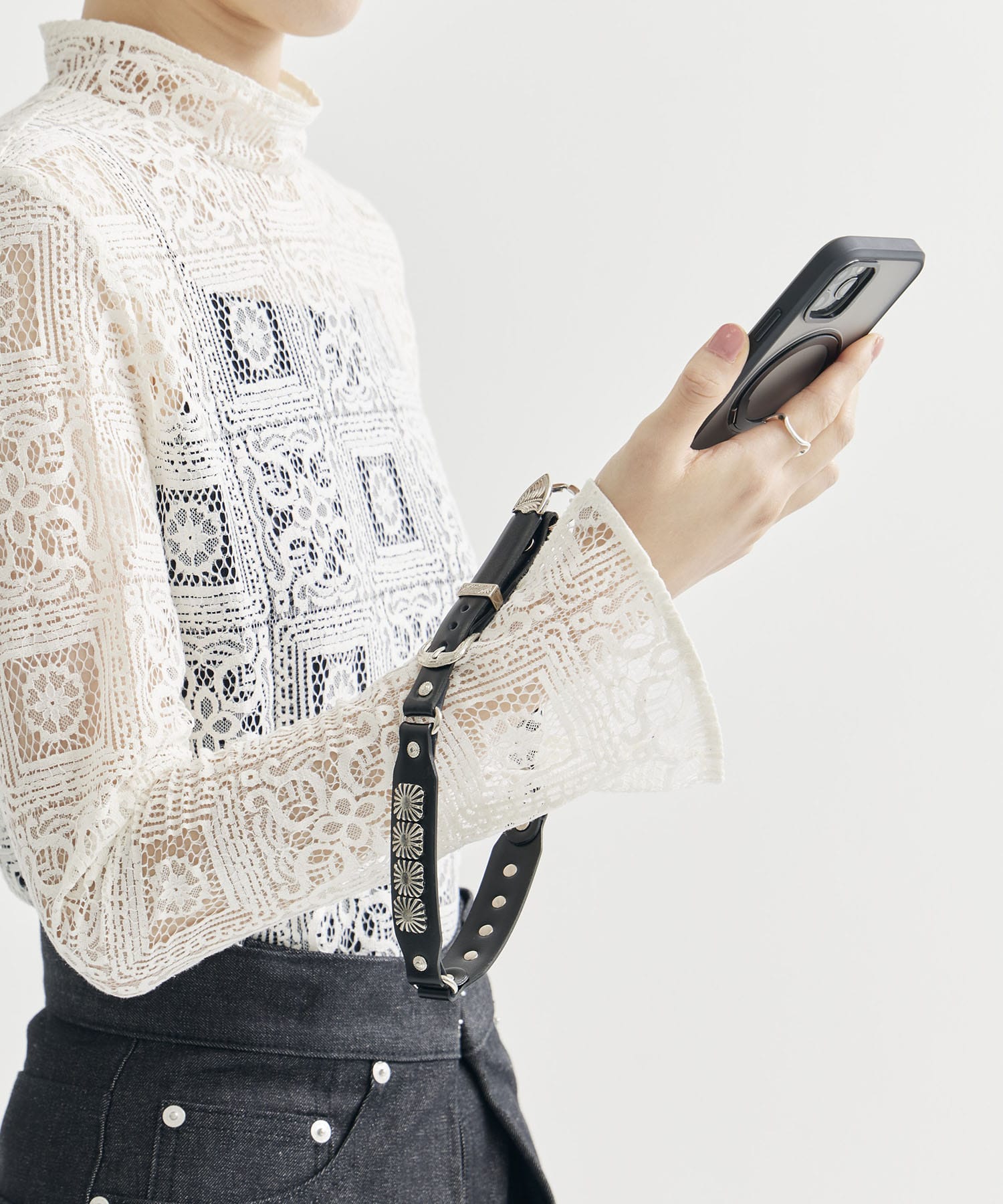 Leather phone handle strap TOGA