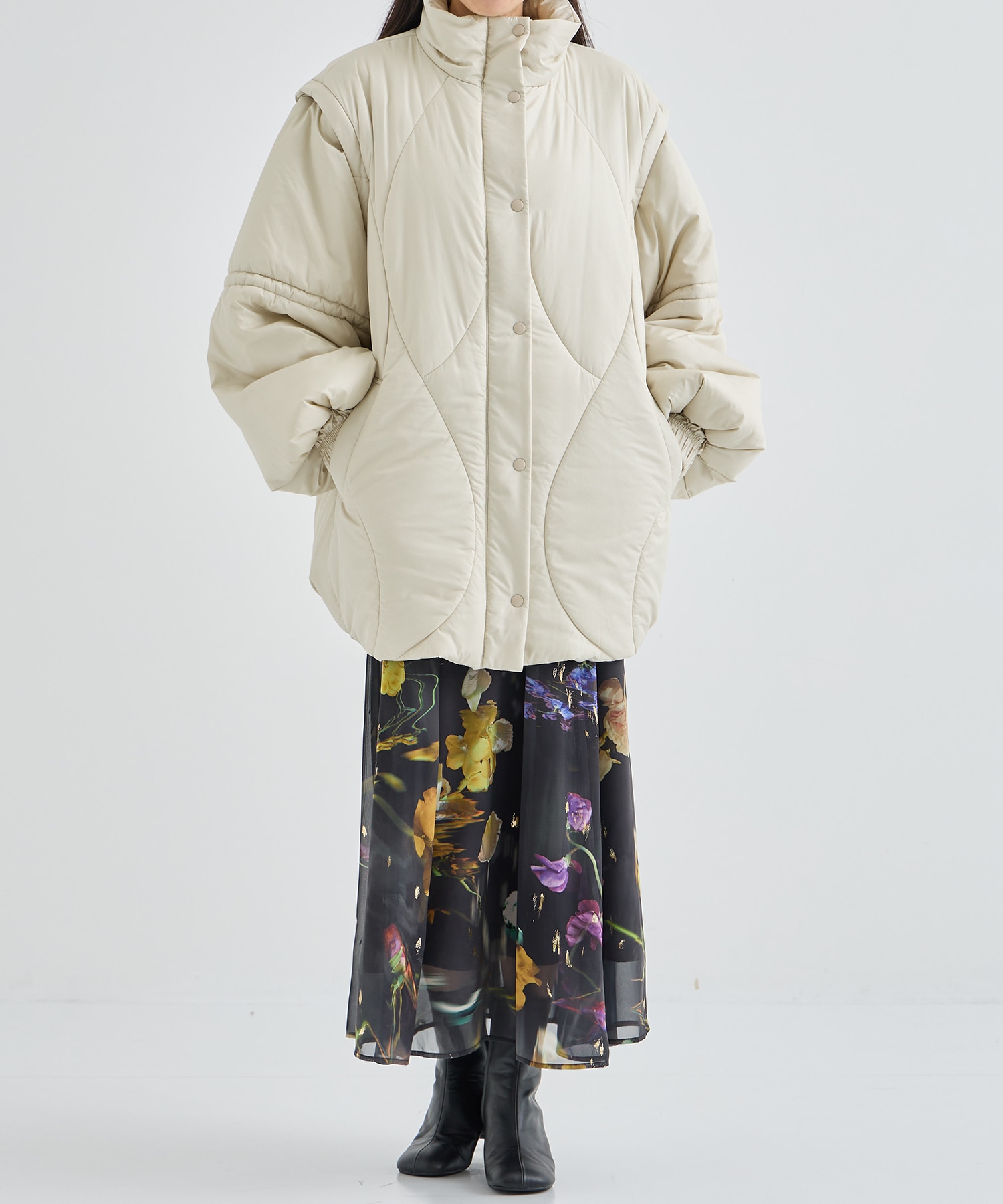 2WAY WAVE STITCH PADDED JACKET AMERI
