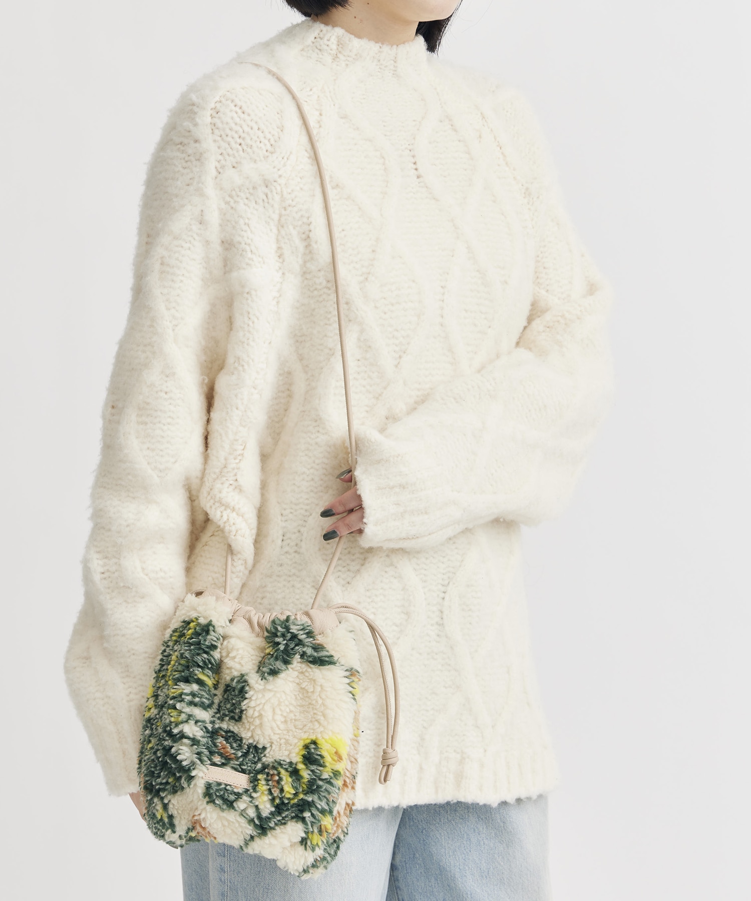 別注jacquard boa drawstring bag FUMIE=TANAKA