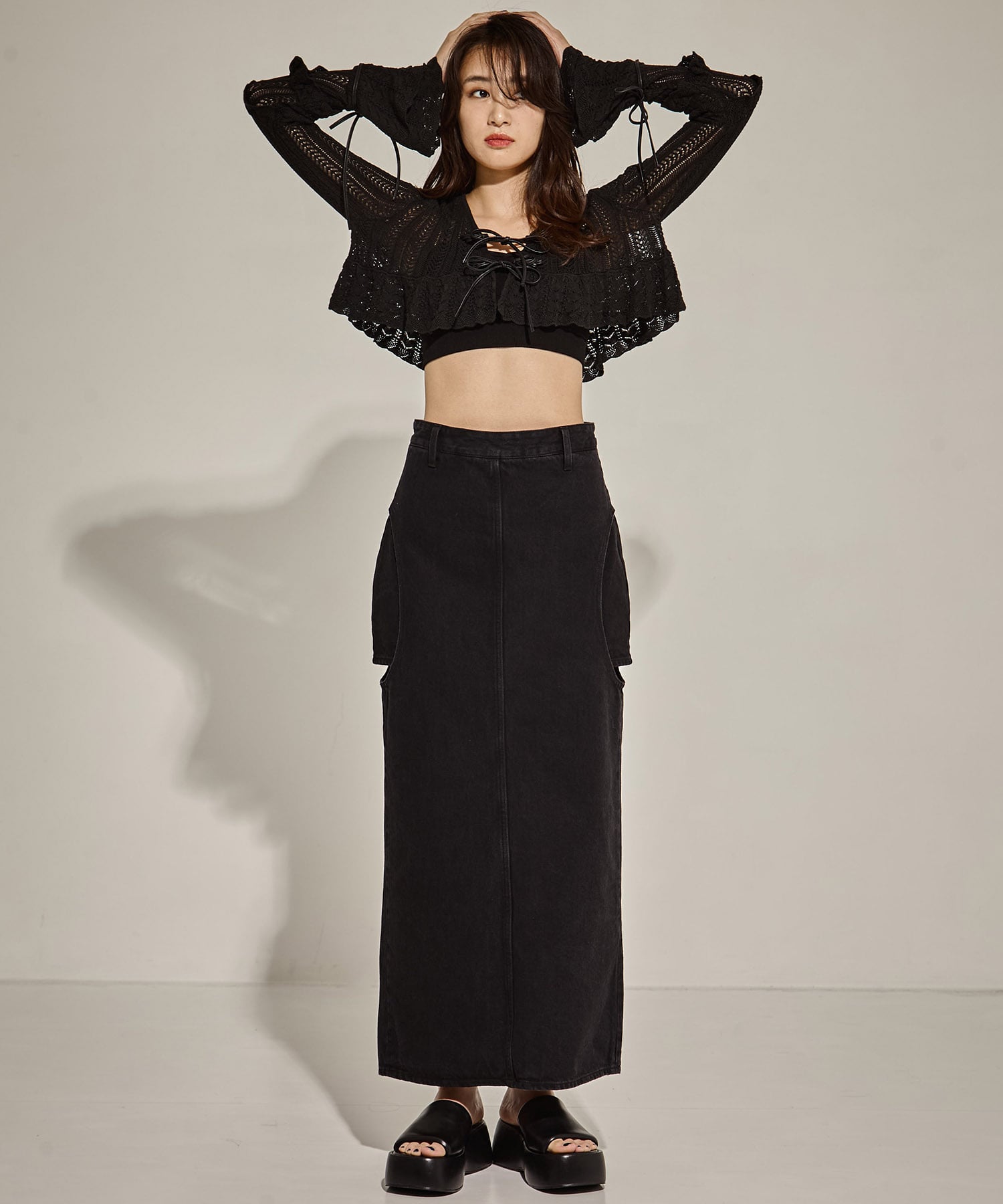 double ribbon knit cardigan tanakadaisuke