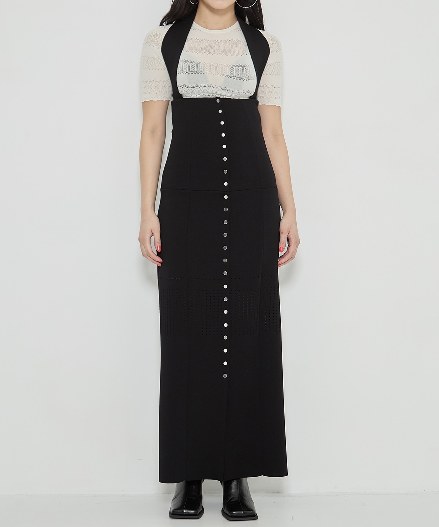 STRAPS KNIT LONG SKIRT FETICO