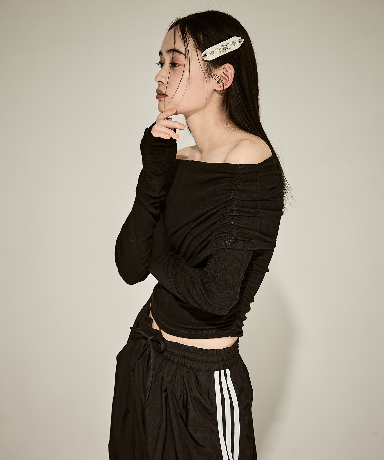 別注Metal leather barette mini TOGA