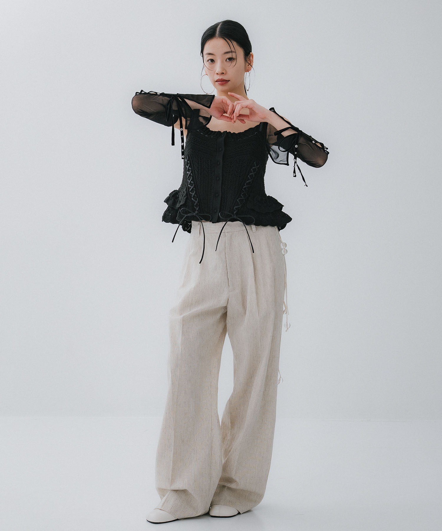 mesh vlvet ribbon arm cover tanakadaisuke