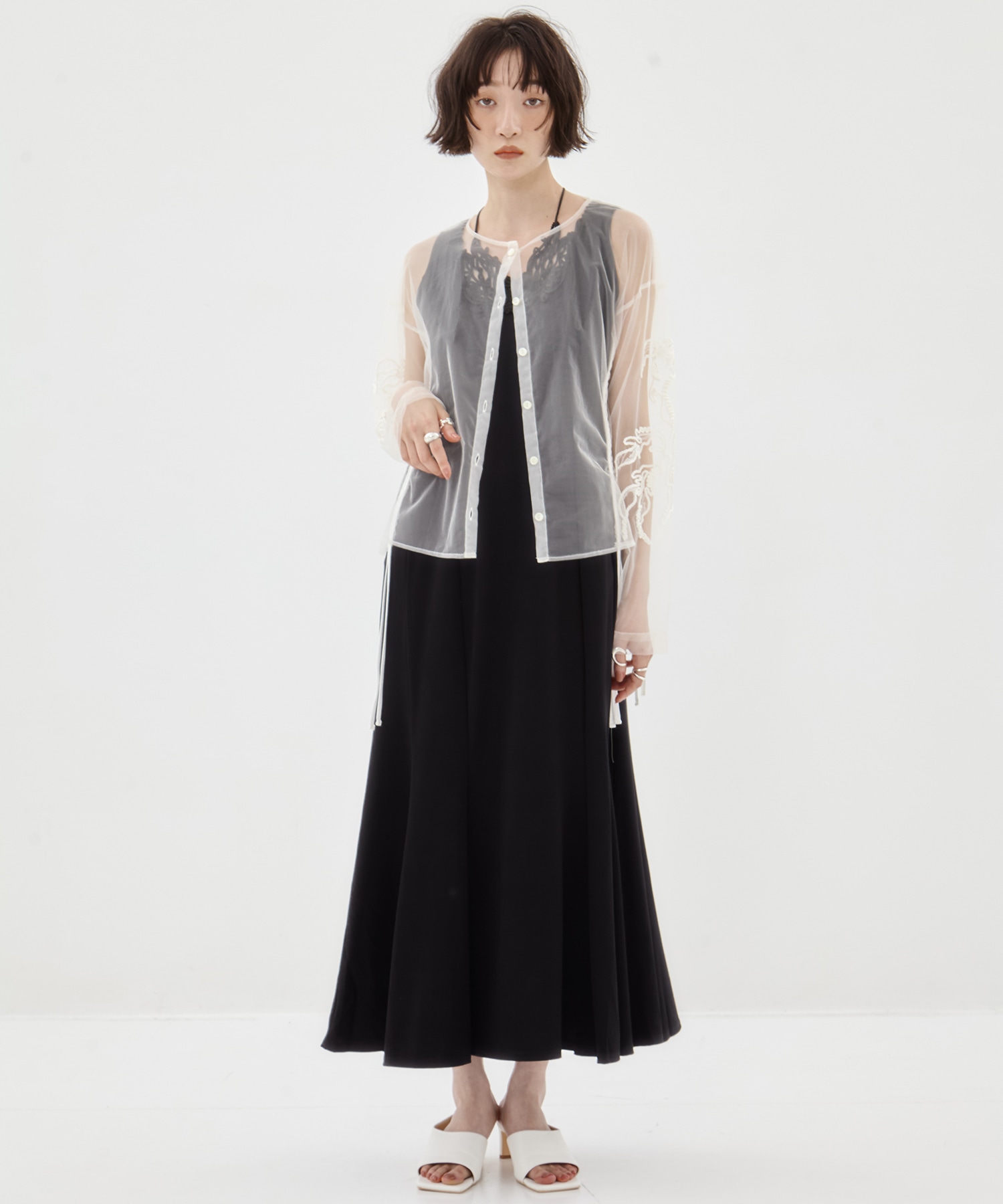 別注embroidered tulle cardigan MURRAL